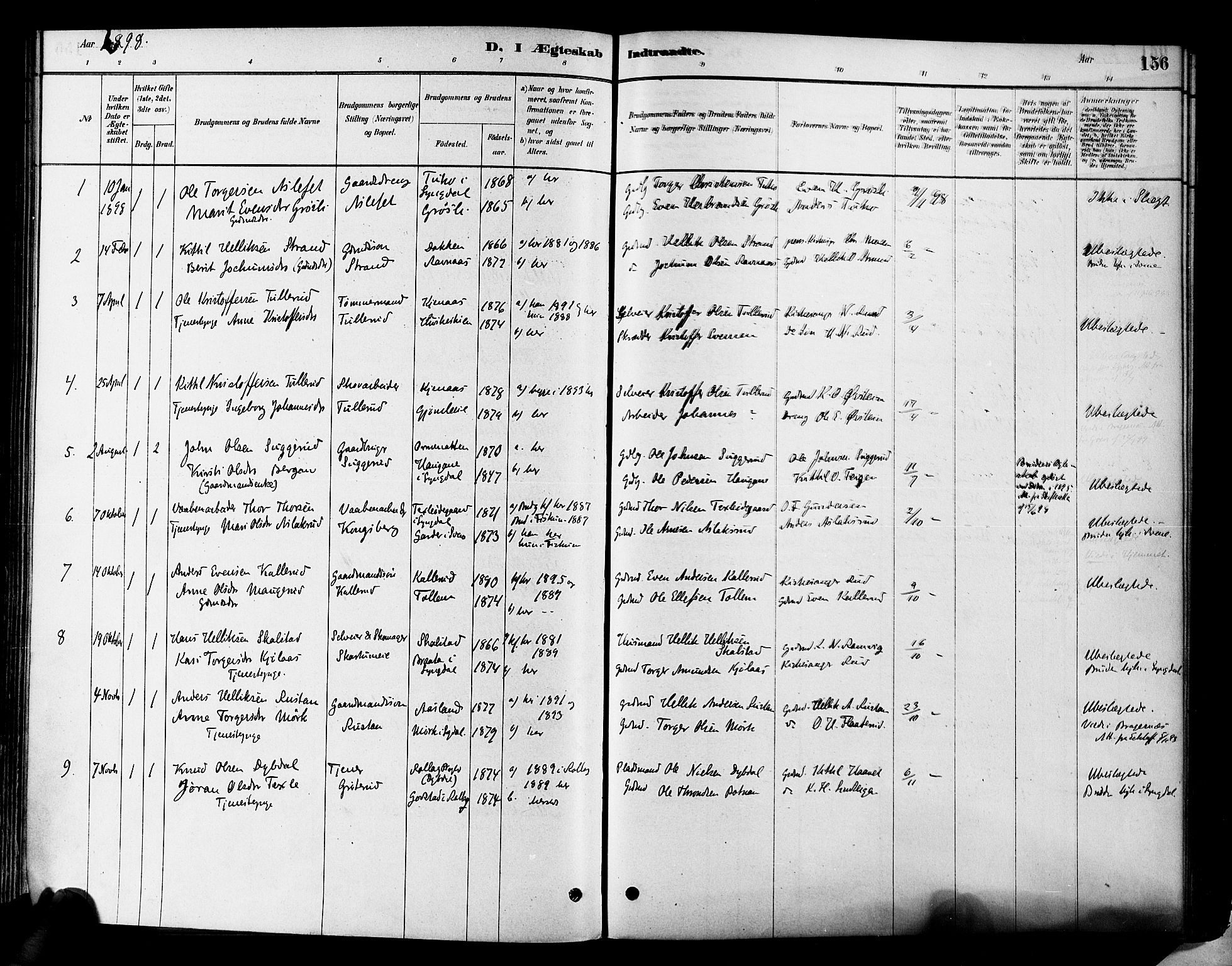 Flesberg kirkebøker, SAKO/A-18/F/Fa/L0008: Parish register (official) no. I 8, 1879-1899, p. 156