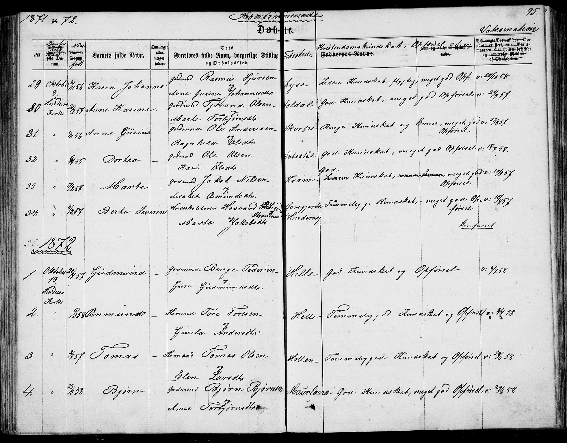 Nedstrand sokneprestkontor, SAST/A-101841/01/IV: Parish register (official) no. A 9, 1861-1876, p. 95