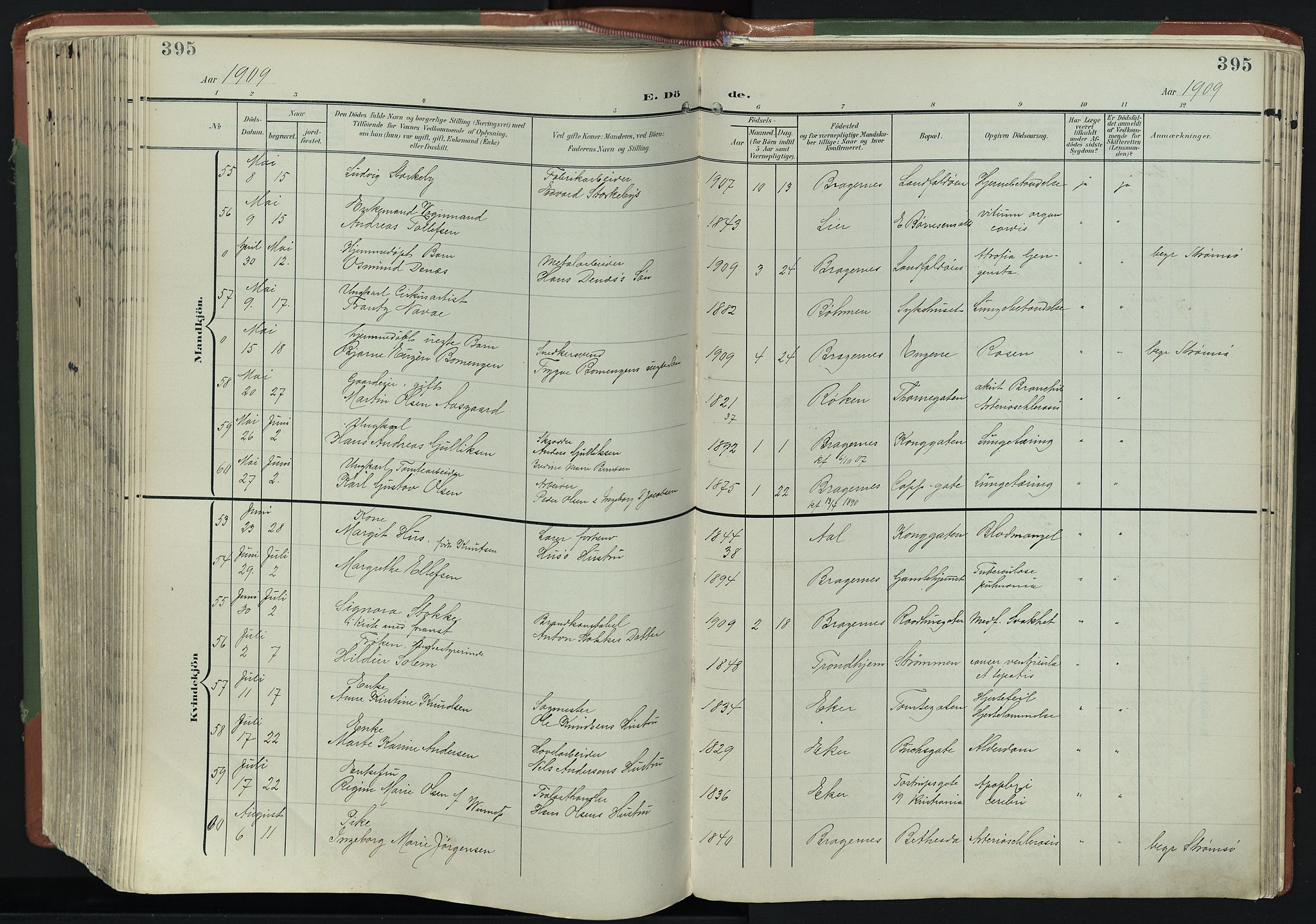 Bragernes kirkebøker, AV/SAKO-A-6/F/Fb/L0009: Parish register (official) no. II 9, 1902-1911, p. 395