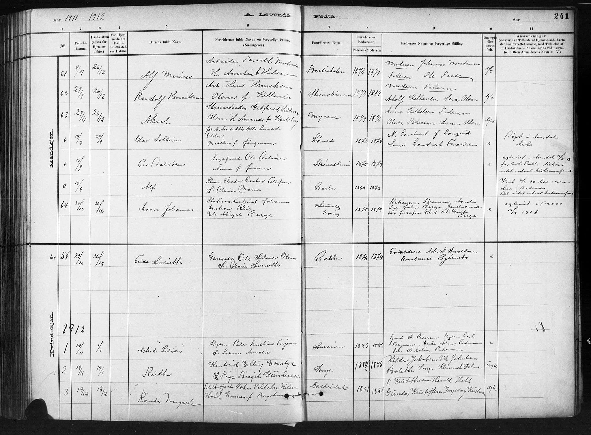 Barbu sokneprestkontor, AV/SAK-1111-0003/F/Fb/L0002: Parish register (copy) no. B 2, 1890-1922, p. 241