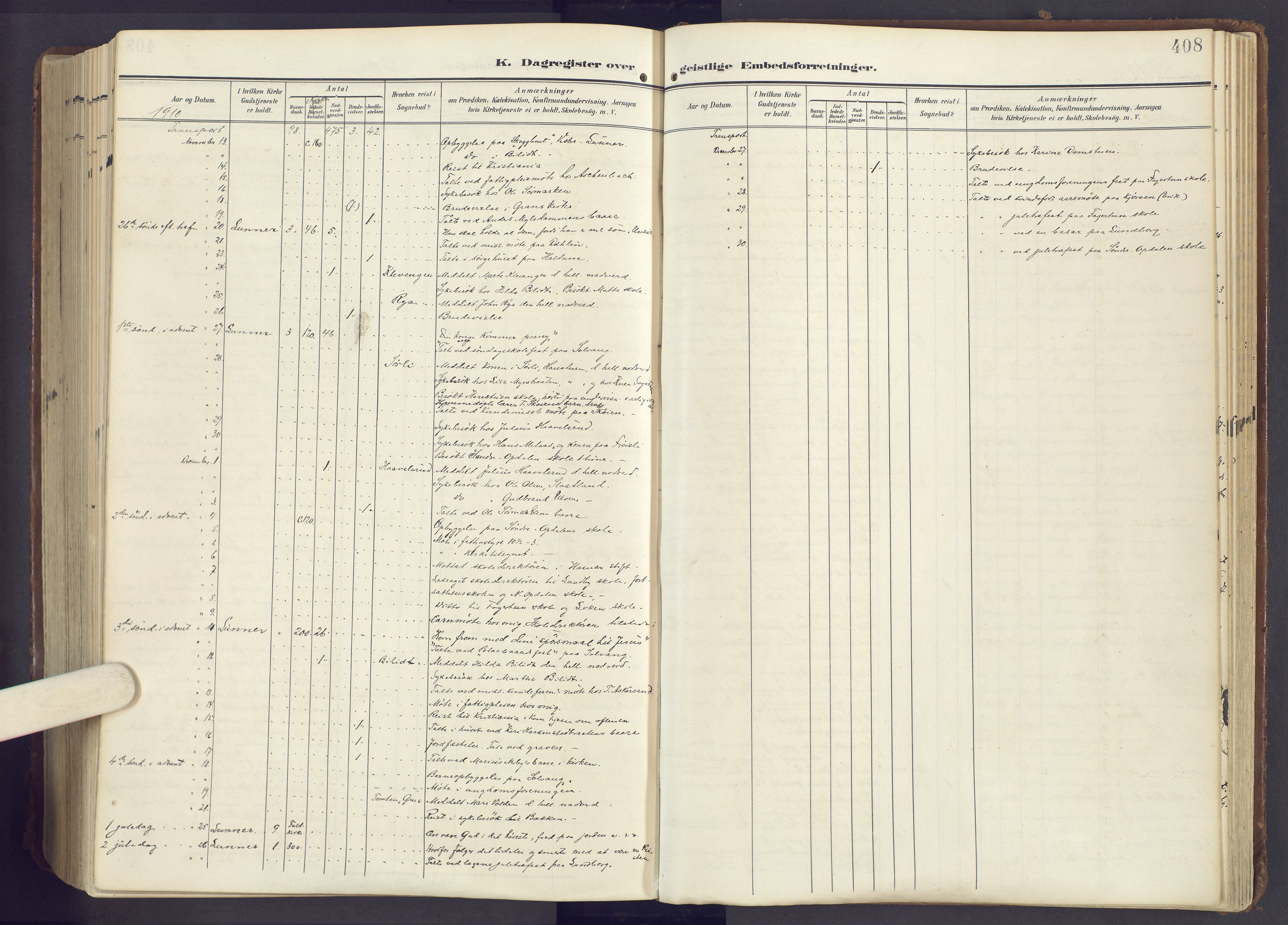 Lunner prestekontor, SAH/PREST-118/H/Ha/Haa/L0001: Parish register (official) no. 1, 1907-1922, p. 408