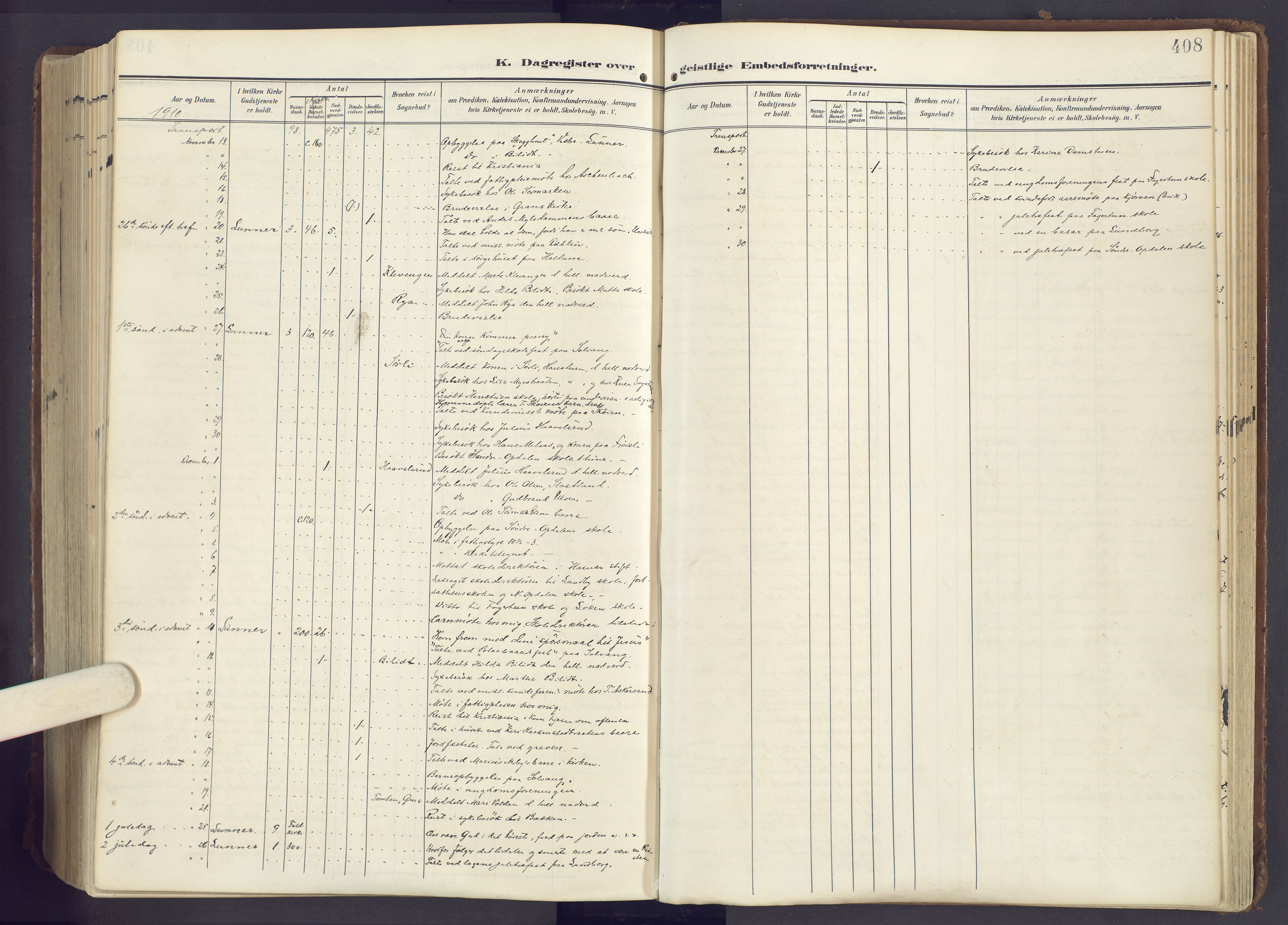 Lunner prestekontor, AV/SAH-PREST-118/H/Ha/Haa/L0001: Parish register (official) no. 1, 1907-1922, p. 408