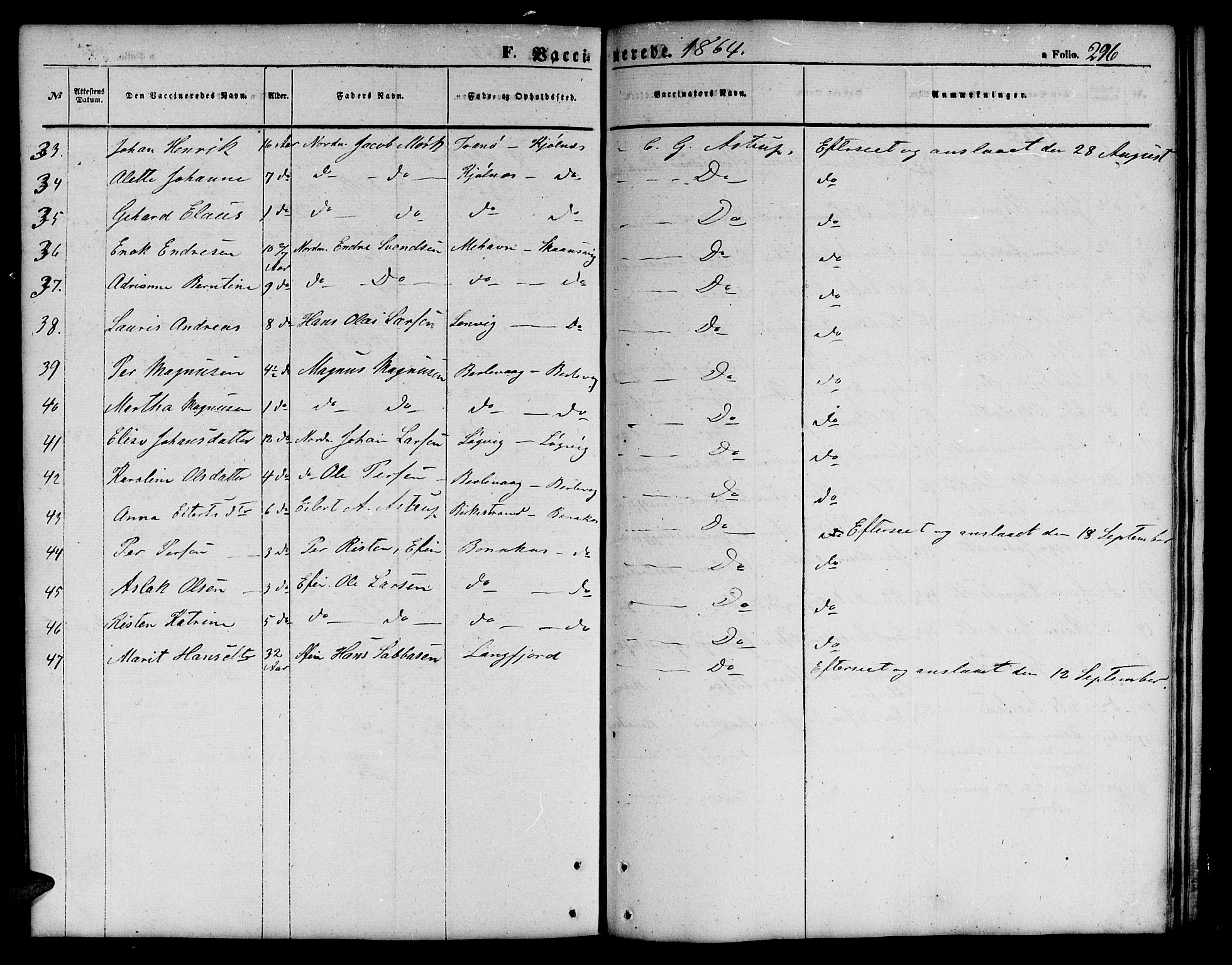 Tana sokneprestkontor, SATØ/S-1334/H/Hb/L0001klokker: Parish register (copy) no. 1 /1, 1853-1867, p. 296