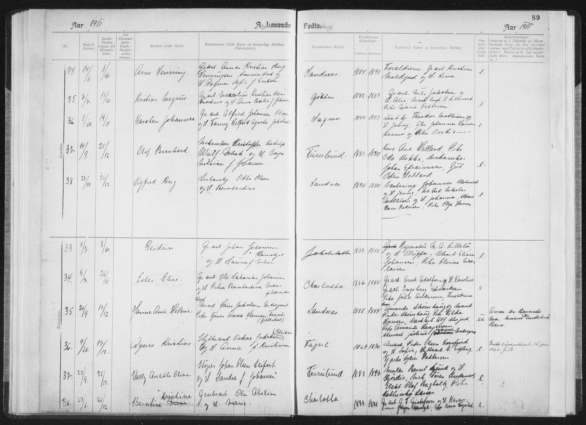 Ministerialprotokoller, klokkerbøker og fødselsregistre - Nordland, AV/SAT-A-1459/850/L0711: Curate's parish register no. 850B01, 1902-1915, p. 89