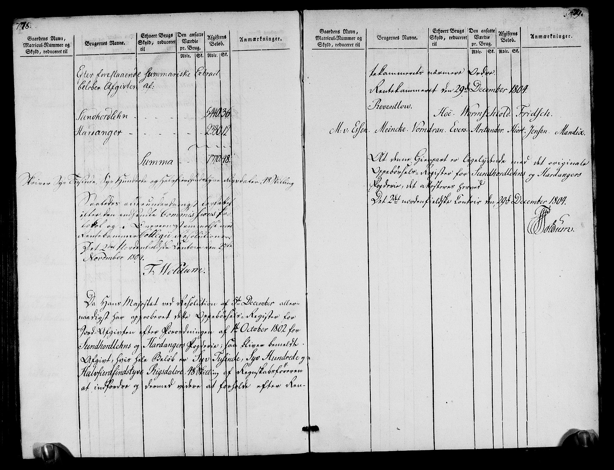 Rentekammeret inntil 1814, Realistisk ordnet avdeling, AV/RA-EA-4070/N/Ne/Nea/L0109: Sunnhordland og Hardanger fogderi. Oppebørselsregister, 1803-1804, p. 394