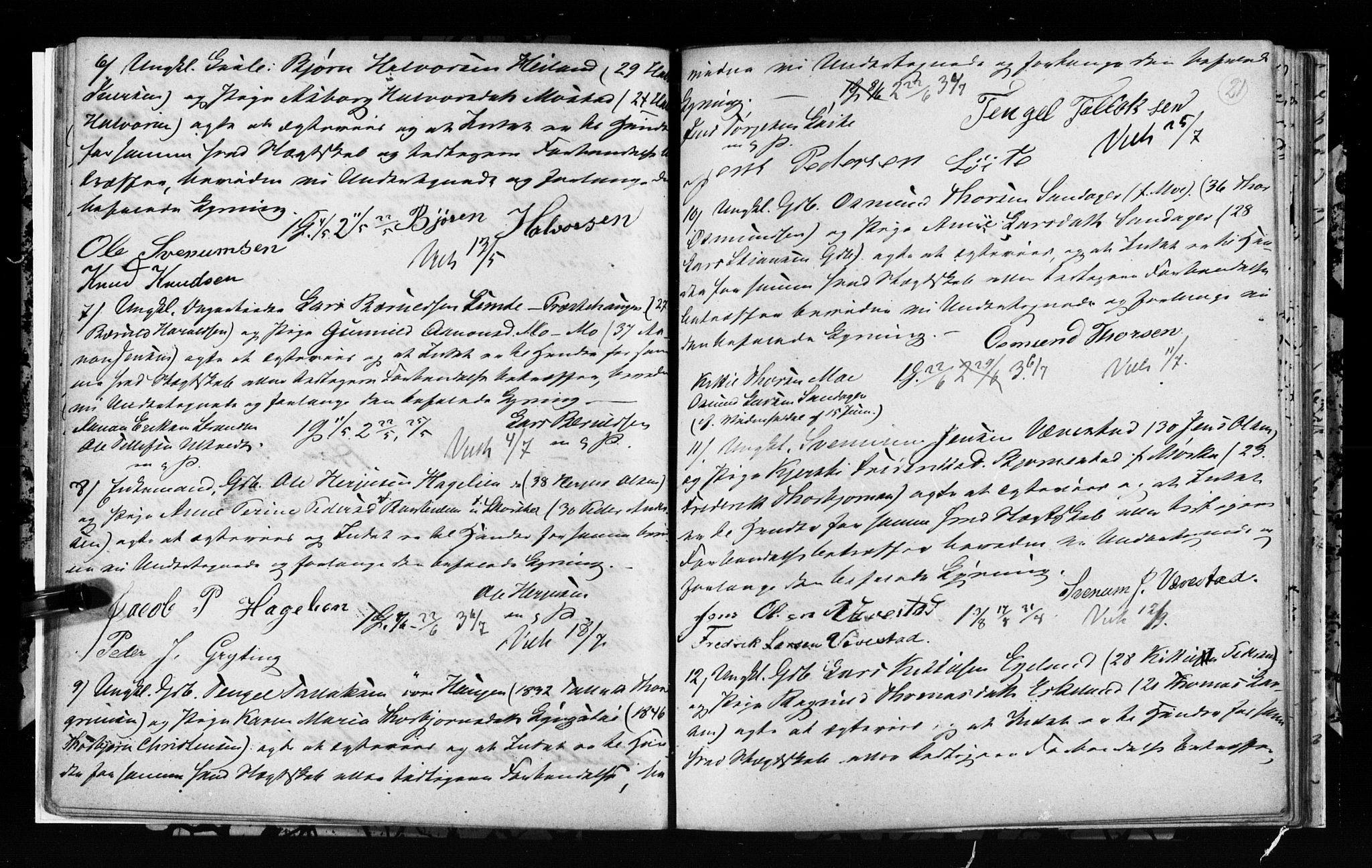 Gjerstad sokneprestkontor, AV/SAK-1111-0014/J/Jd/L0010: Best man's statements no. A VI 44, 1873-1889, p. 21