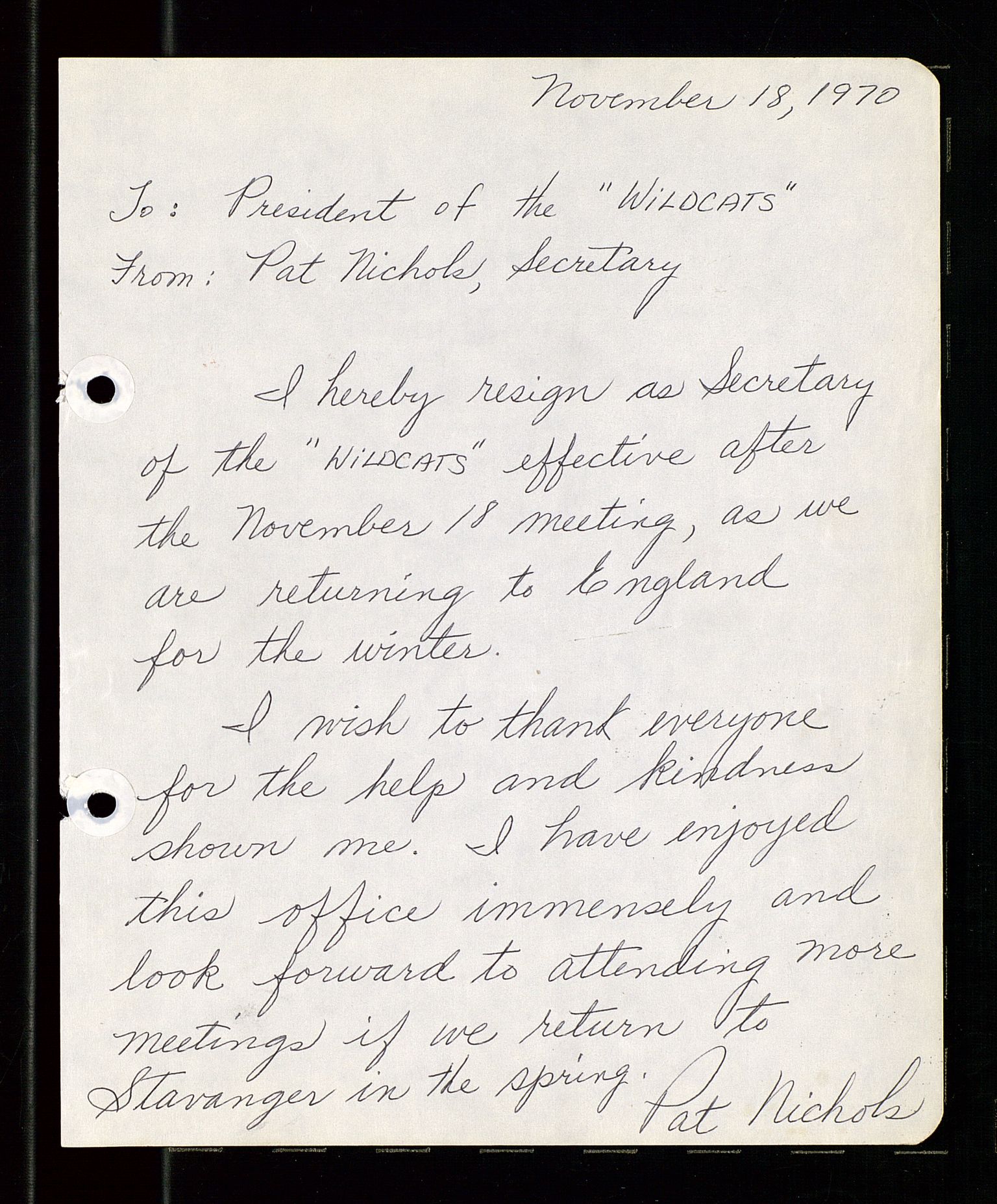PA 1547 - Petroleum Wives Club, AV/SAST-A-101974/A/Aa/L0001: Board and General Meeting, 1970-1983