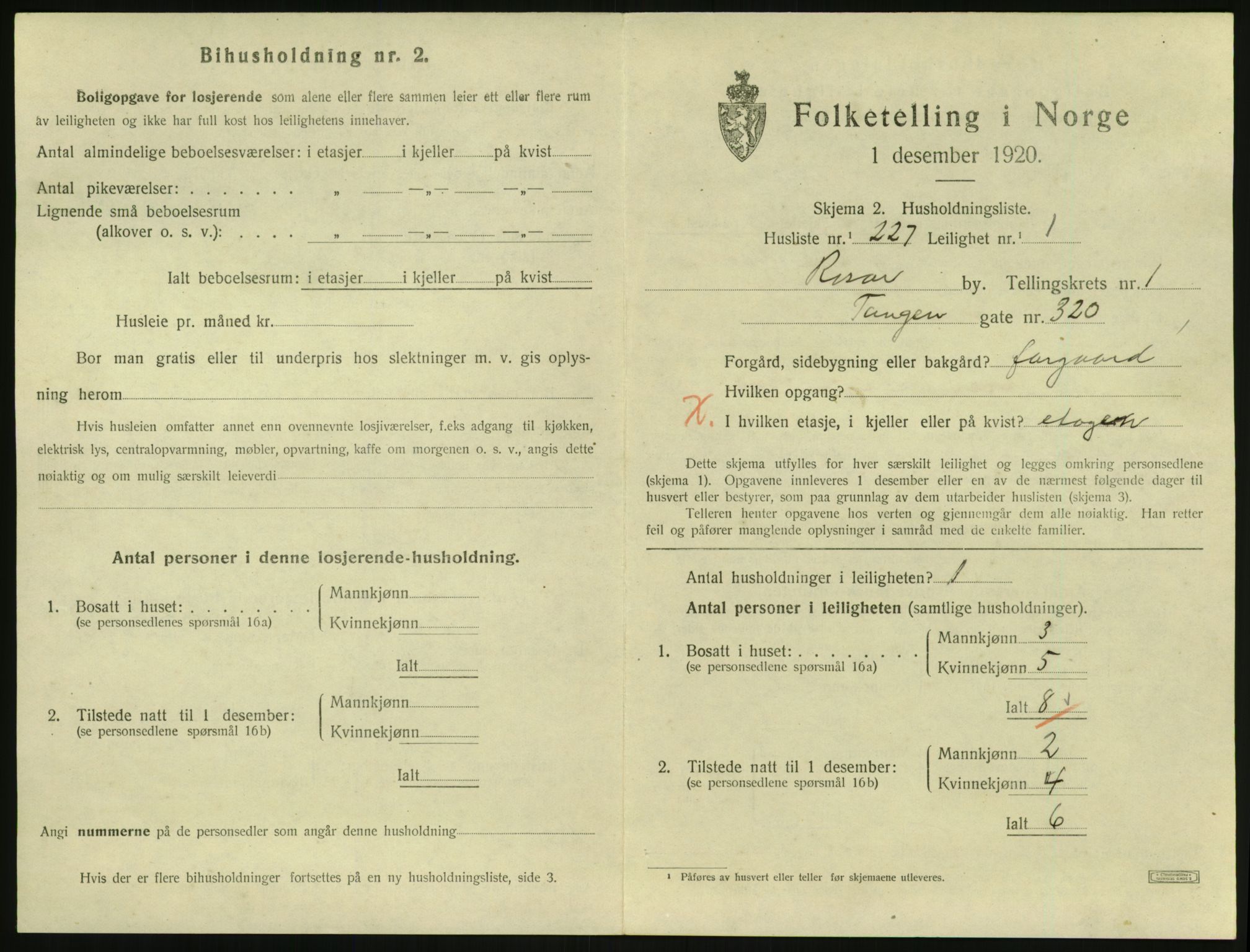 SAK, 1920 census for Risør, 1920, p. 1897