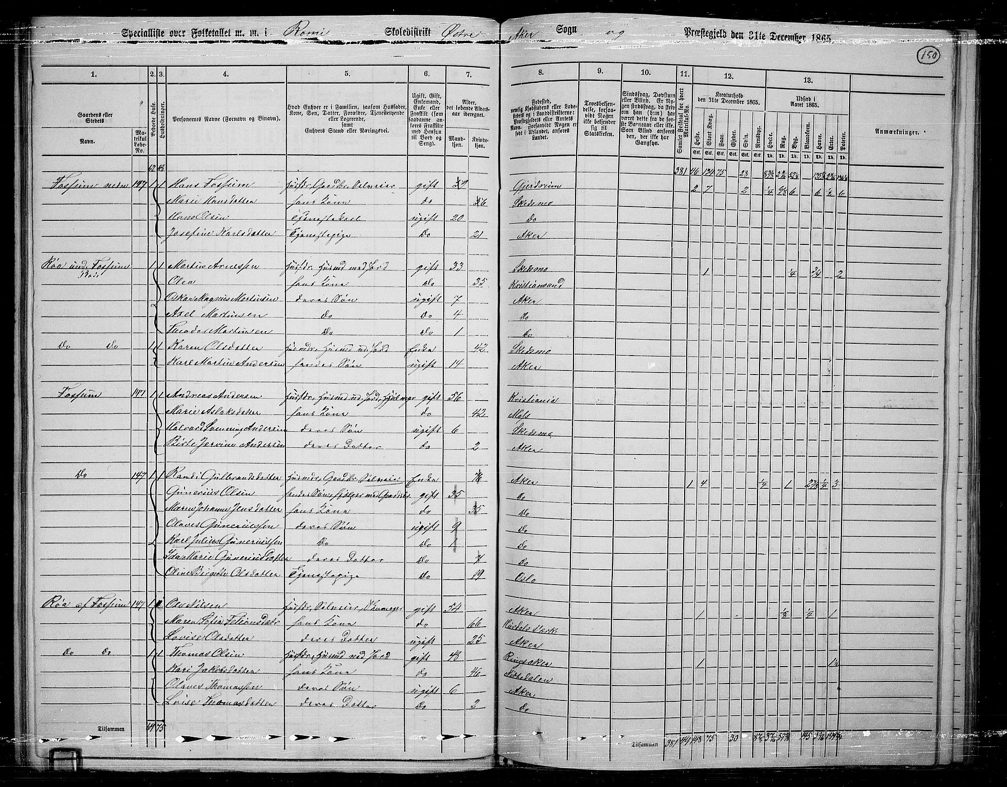 RA, 1865 census for Østre Aker, 1865, p. 143