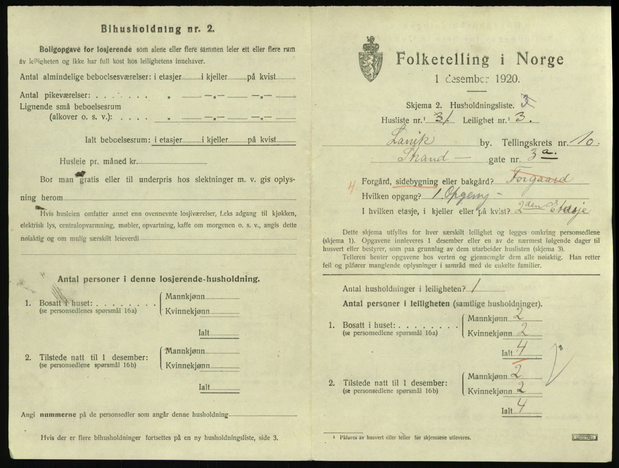 SAKO, 1920 census for Larvik, 1920, p. 7460