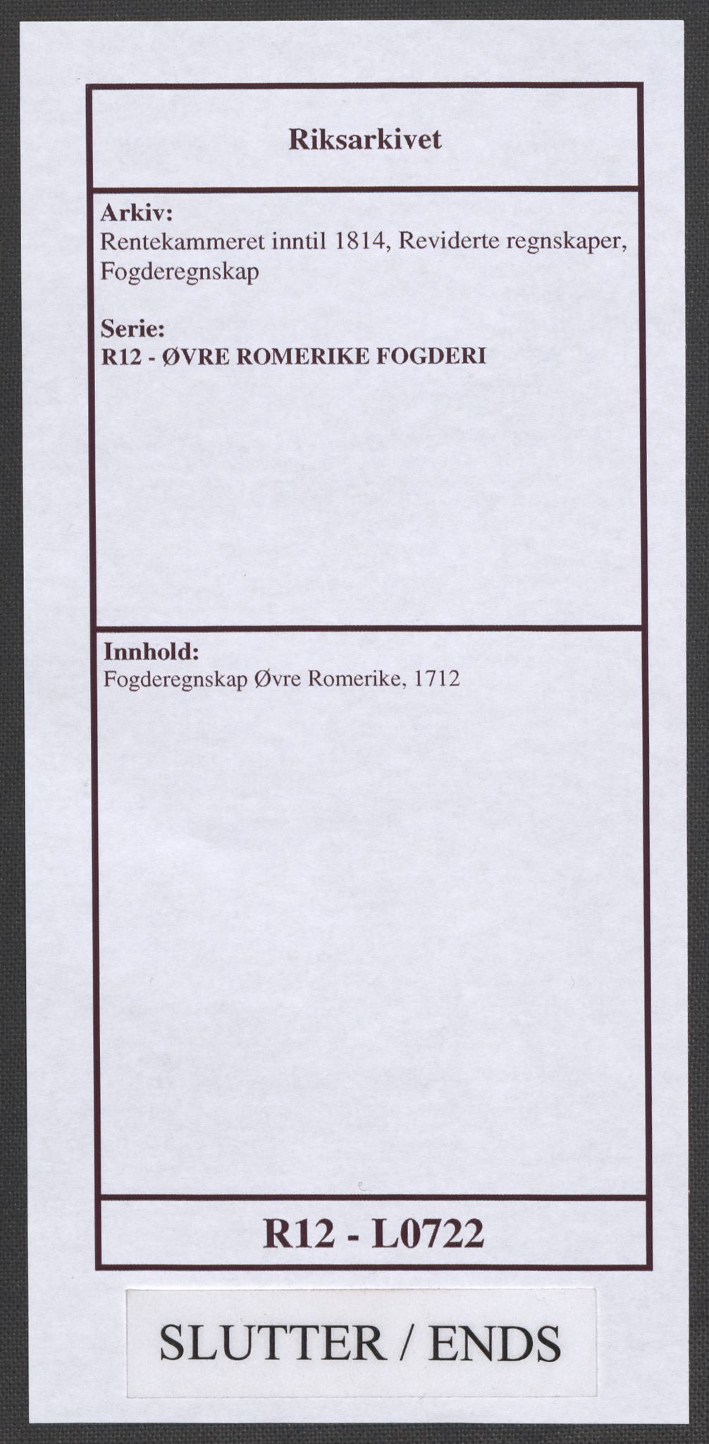 Rentekammeret inntil 1814, Reviderte regnskaper, Fogderegnskap, AV/RA-EA-4092/R12/L0722: Fogderegnskap Øvre Romerike, 1712, p. 286