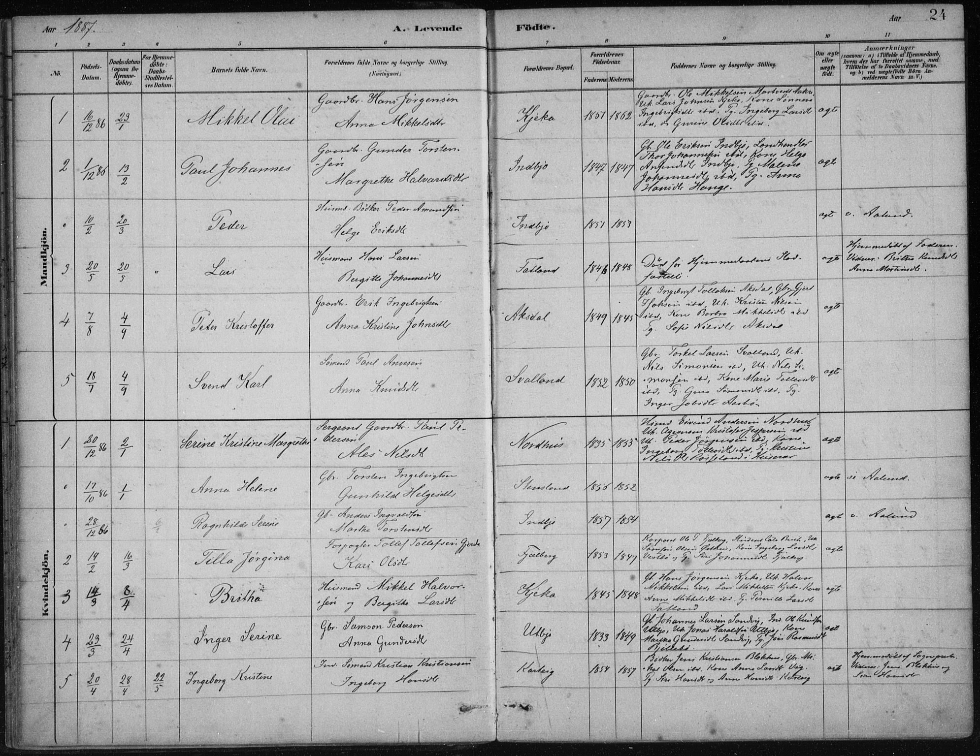 Fjelberg sokneprestembete, SAB/A-75201/H/Haa: Parish register (official) no. B  1, 1879-1919, p. 24