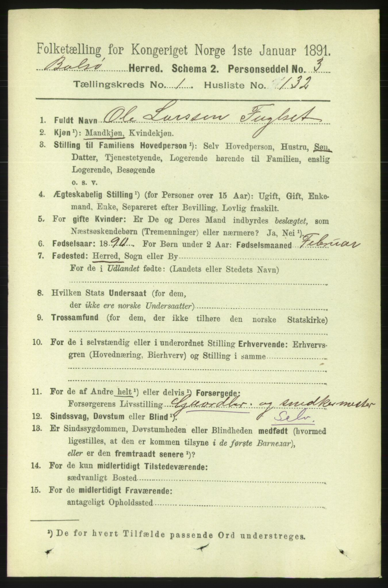 RA, 1891 census for 1544 Bolsøy, 1891, p. 840