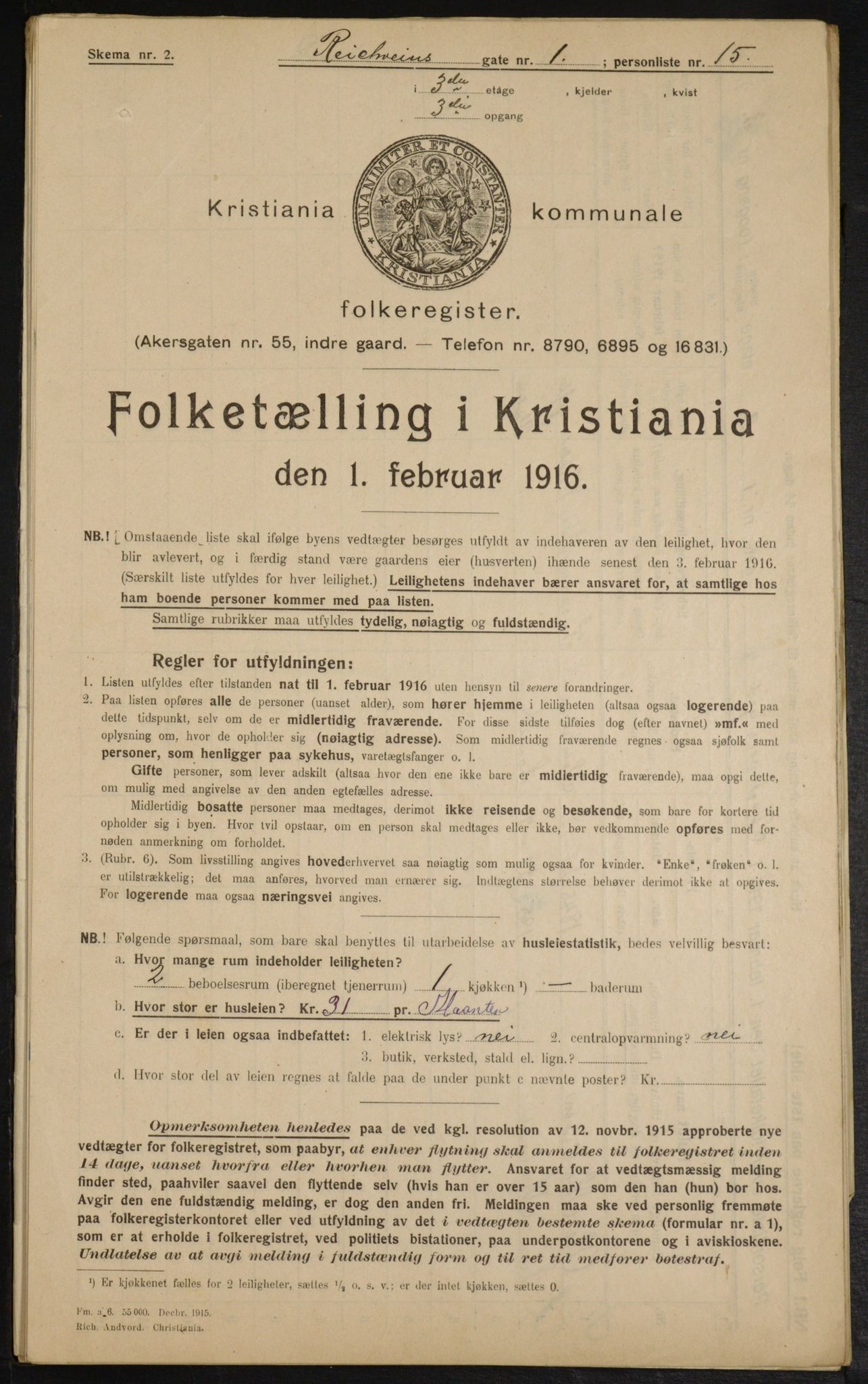 OBA, Municipal Census 1916 for Kristiania, 1916, p. 84808