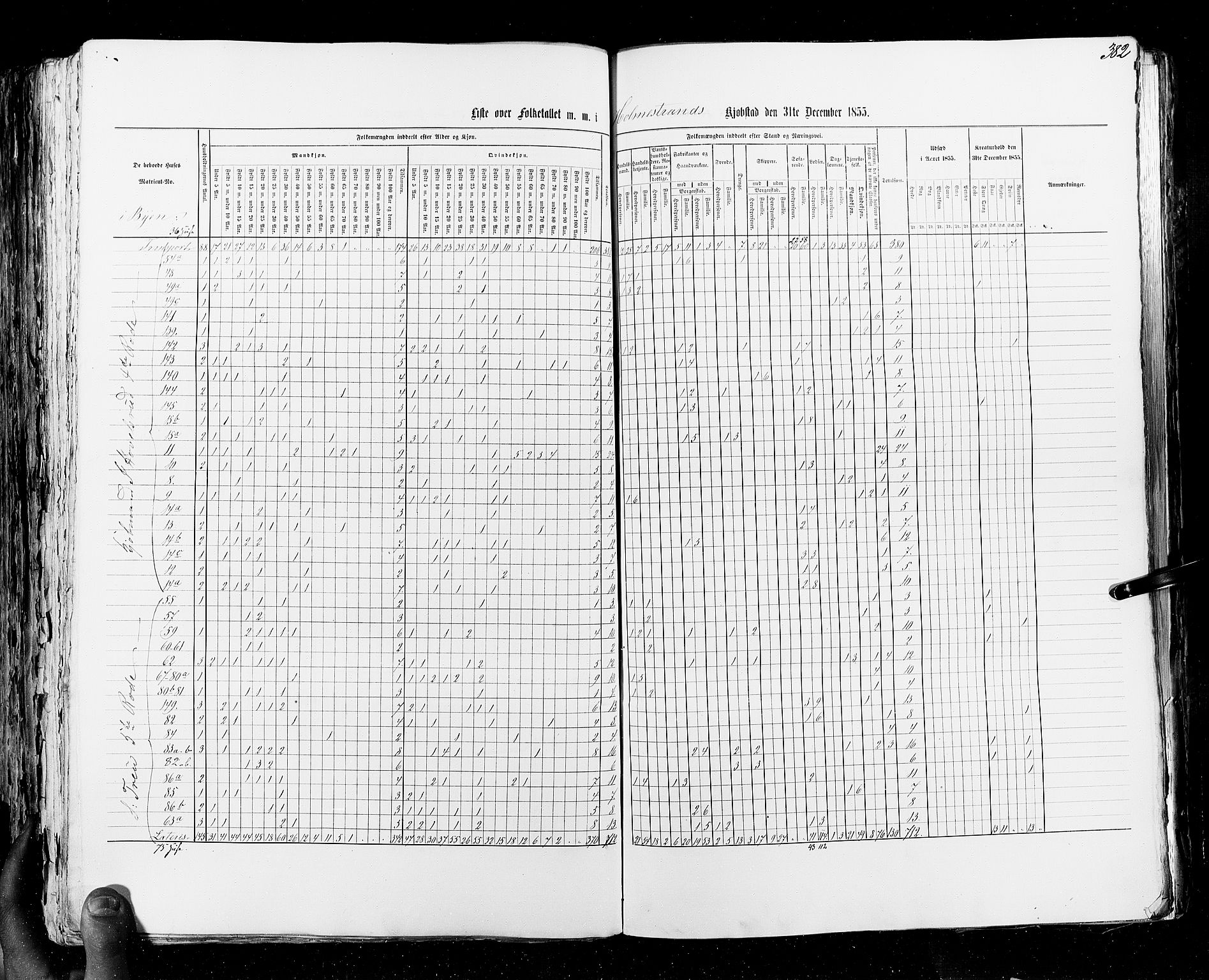 RA, Census 1855, vol. 7: Fredrikshald-Kragerø, 1855, p. 382