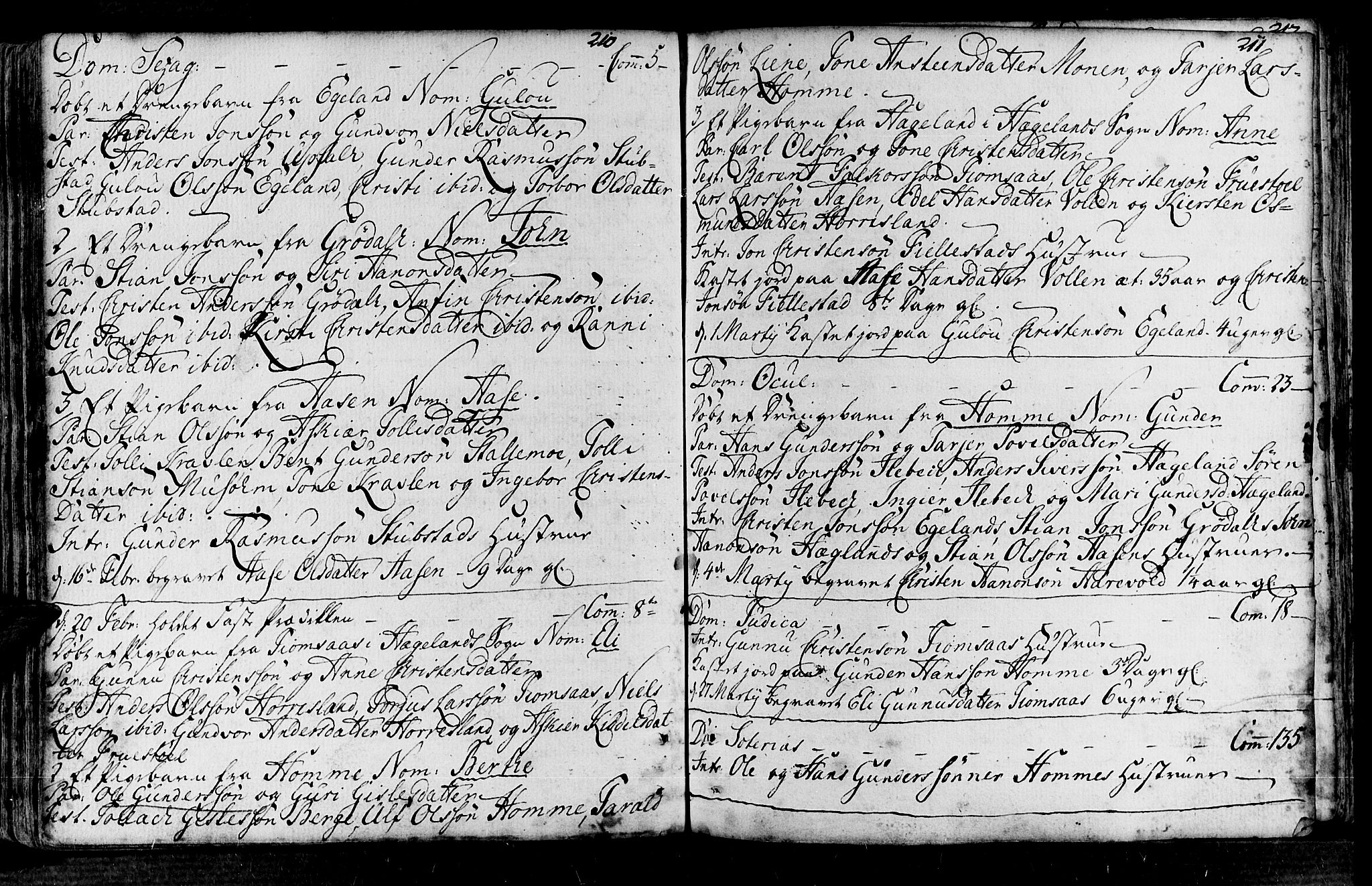 Vennesla sokneprestkontor, AV/SAK-1111-0045/Fa/Fac/L0001: Parish register (official) no. A 1, 1743-1784, p. 210-211