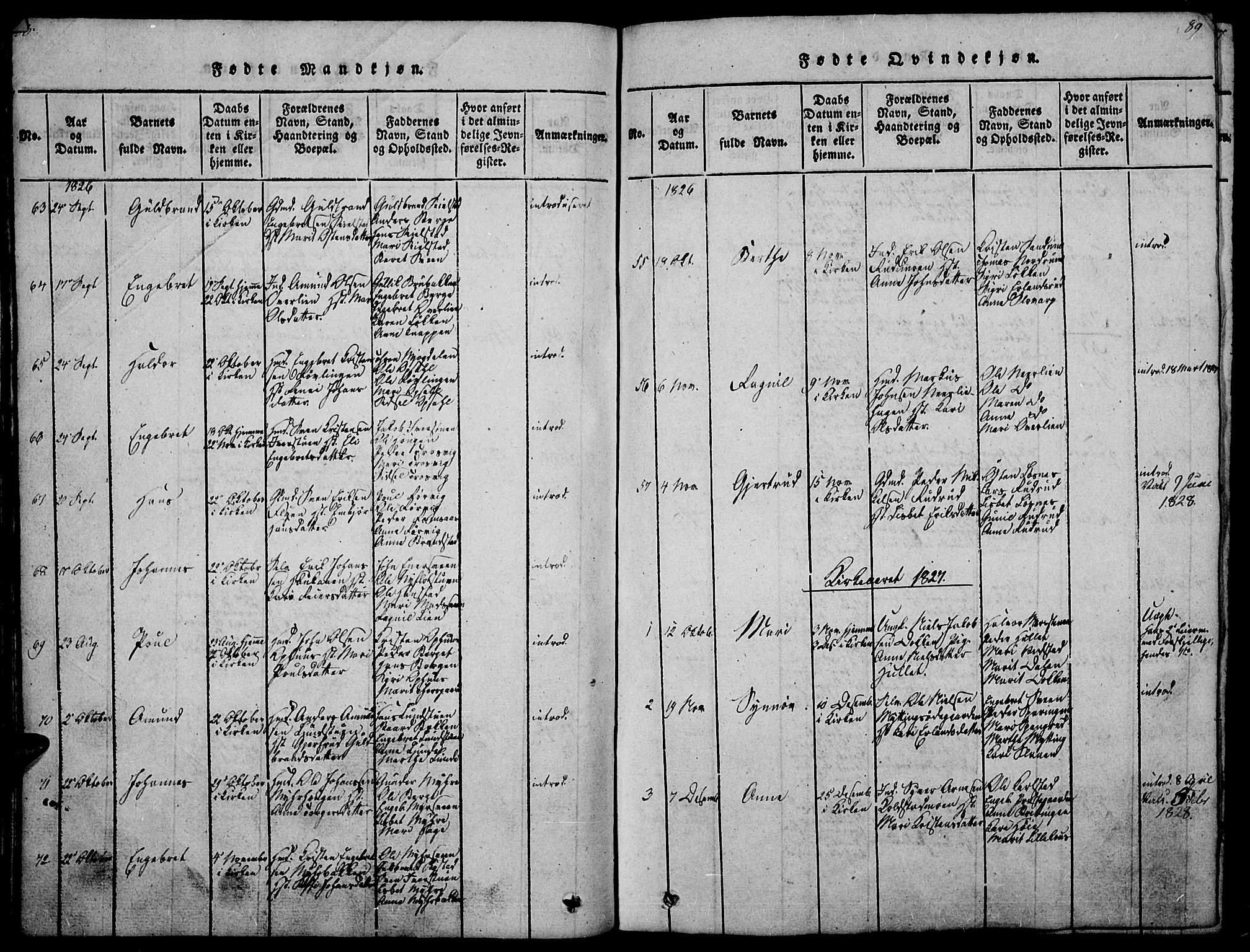 Ringebu prestekontor, SAH/PREST-082/H/Ha/Haa/L0004: Parish register (official) no. 4, 1821-1839, p. 88-89