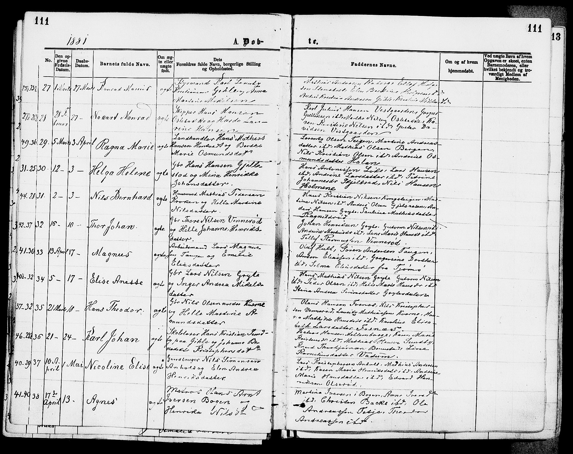 Stokke kirkebøker, AV/SAKO-A-320/F/Fa/L0009: Parish register (official) no. I 9, 1872-1883, p. 111