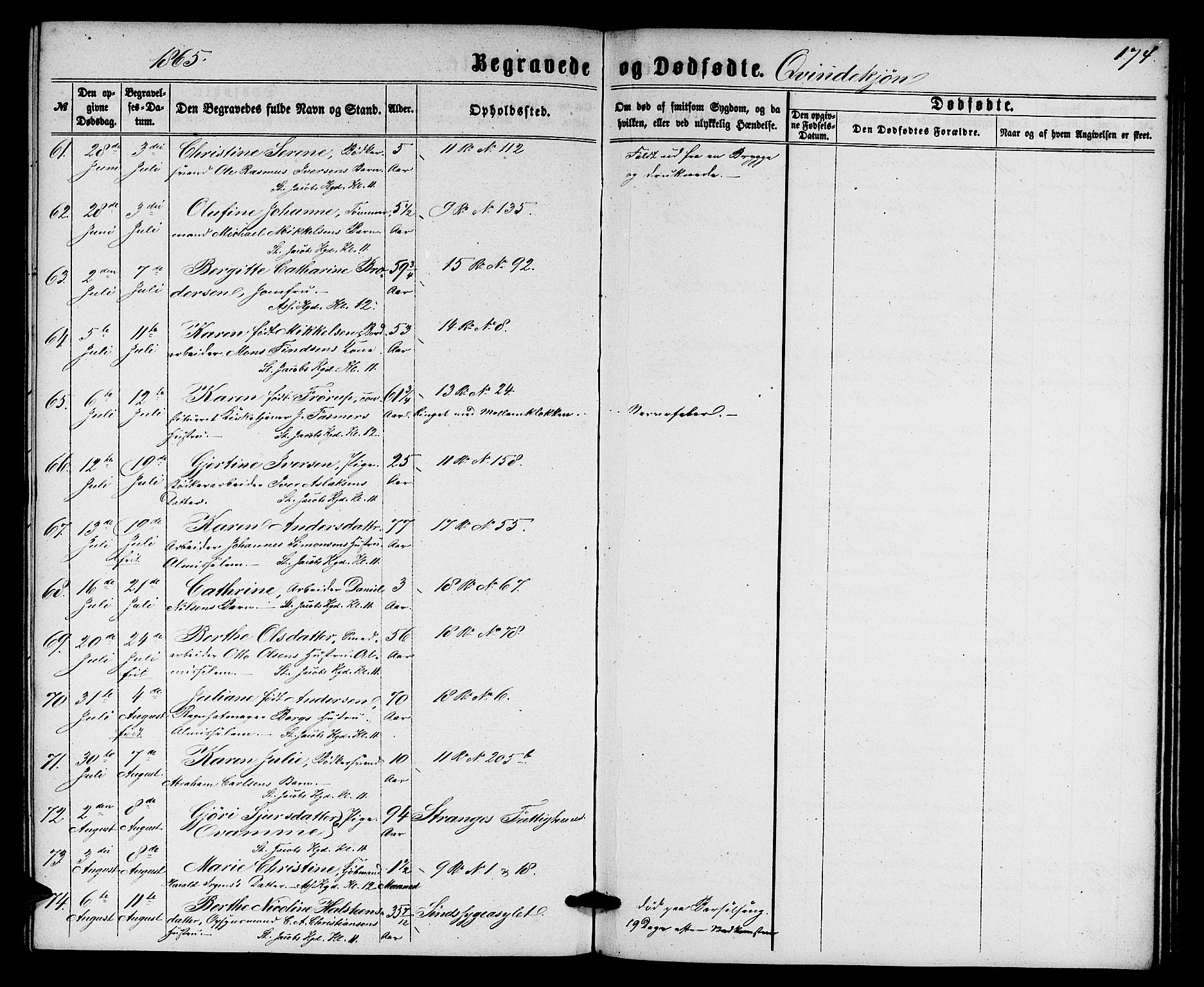 Domkirken sokneprestembete, AV/SAB-A-74801/H/Hab/L0039: Parish register (copy) no. E 3, 1860-1868, p. 174