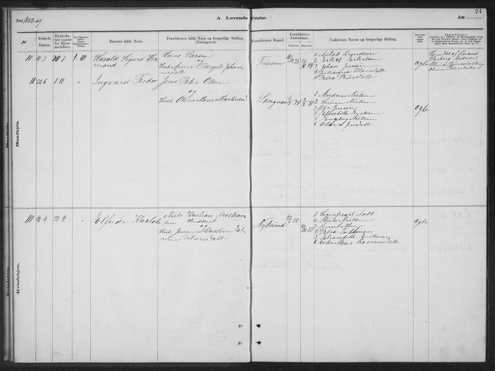 Ministerialprotokoller, klokkerbøker og fødselsregistre - Nordland, AV/SAT-A-1459/894/L1359: Parish register (copy) no. 894C02, 1877-1884, p. 24