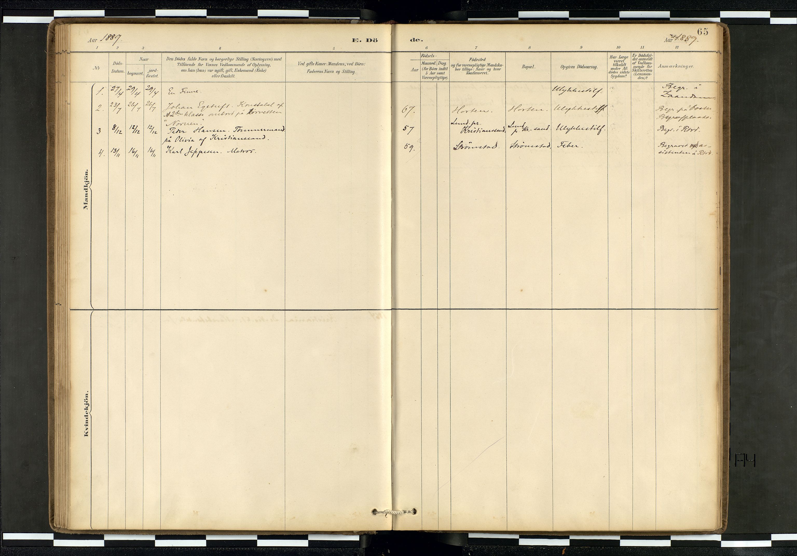 Den norske sjømannsmisjon i utlandet/Hollandske havner (Amsterdam-Rotterdam-Europort), AV/SAB-SAB/PA-0106/H/Ha/Haa/L0002: Parish register (official) no. A 2, 1887-1907, p. 64b-65a