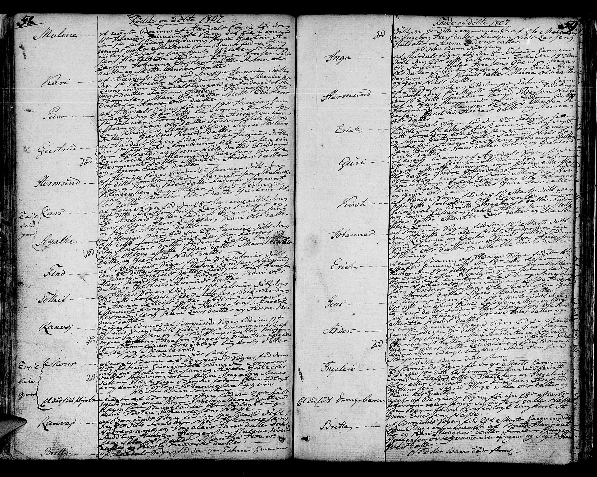 Lærdal sokneprestembete, SAB/A-81201: Parish register (official) no. A 4, 1805-1821, p. 58-59