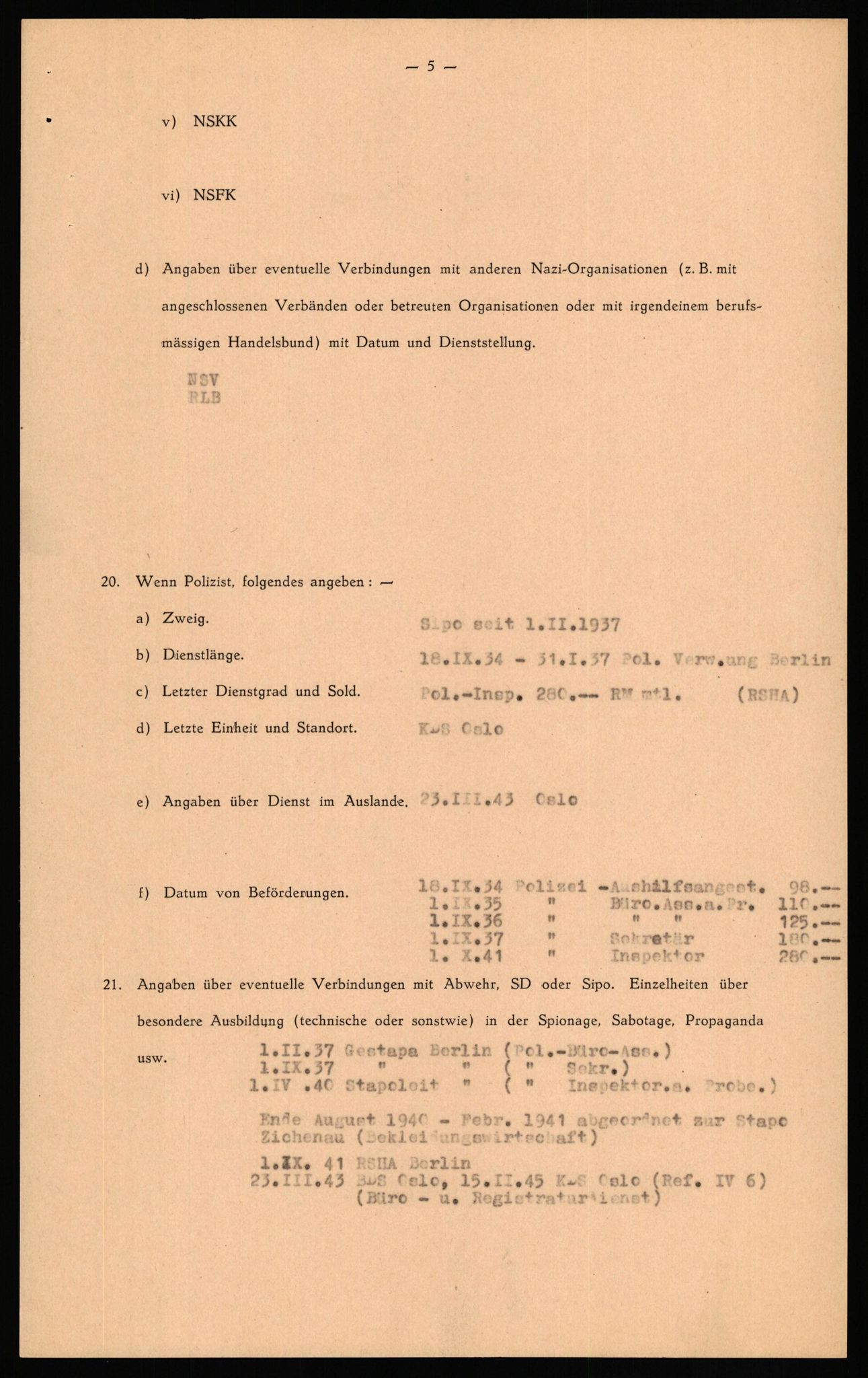 Forsvaret, Forsvarets overkommando II, AV/RA-RAFA-3915/D/Db/L0025: CI Questionaires. Tyske okkupasjonsstyrker i Norge. Tyskere., 1945-1946, p. 385