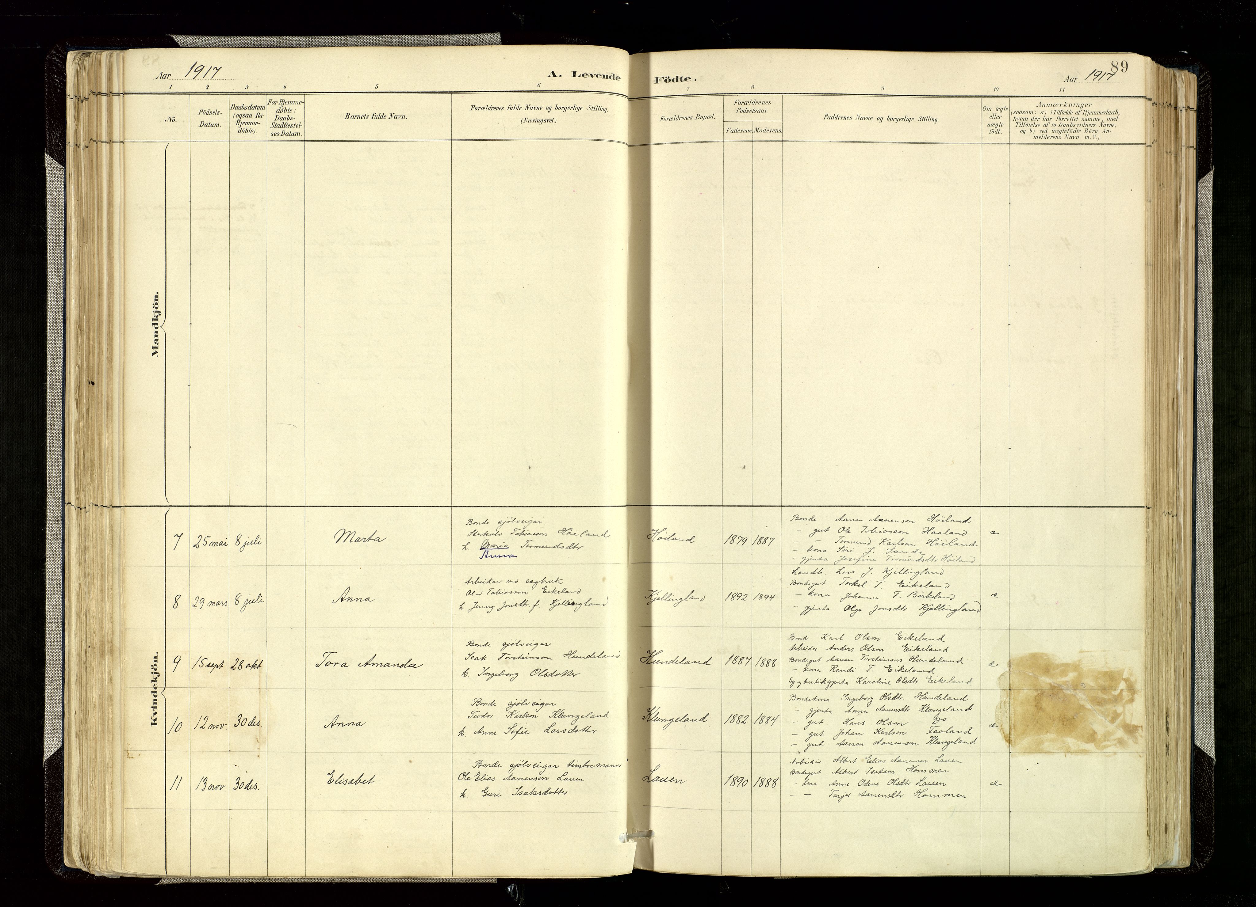 Hægebostad sokneprestkontor, SAK/1111-0024/F/Fa/Faa/L0006: Parish register (official) no. A 6, 1887-1929, p. 89