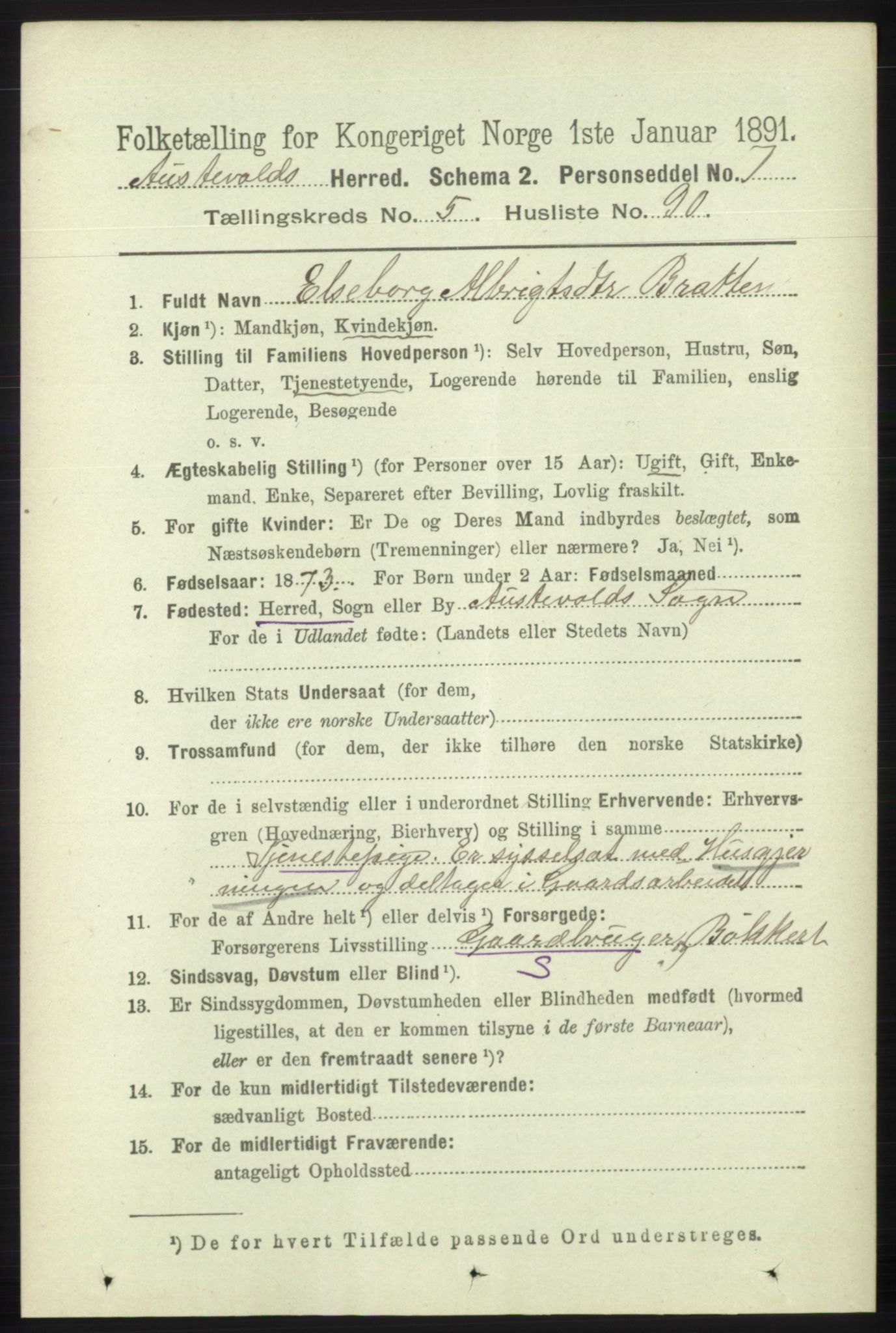 RA, 1891 census for 1244 Austevoll, 1891, p. 2509