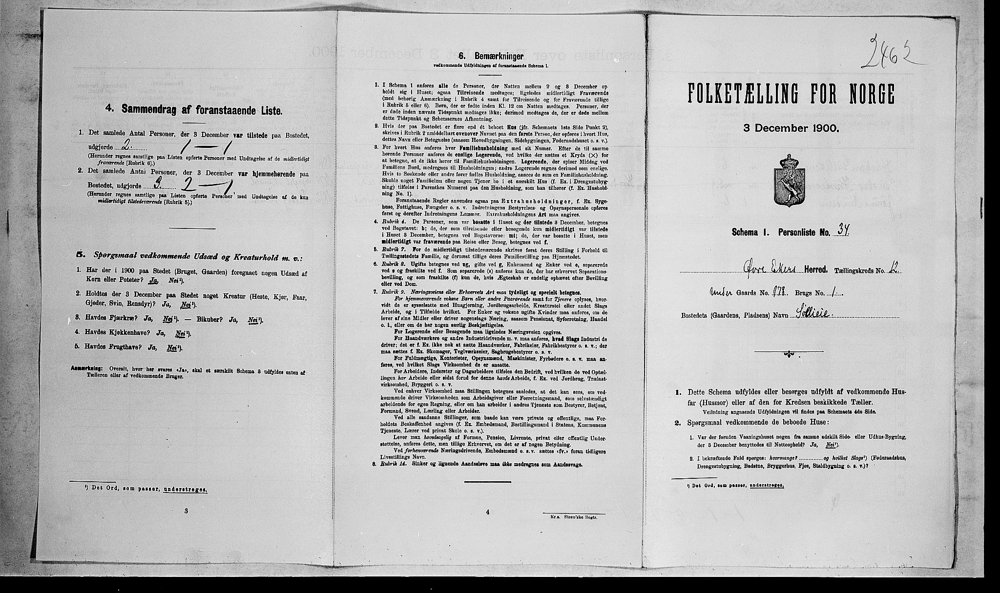 RA, 1900 census for Øvre Eiker, 1900, p. 2239