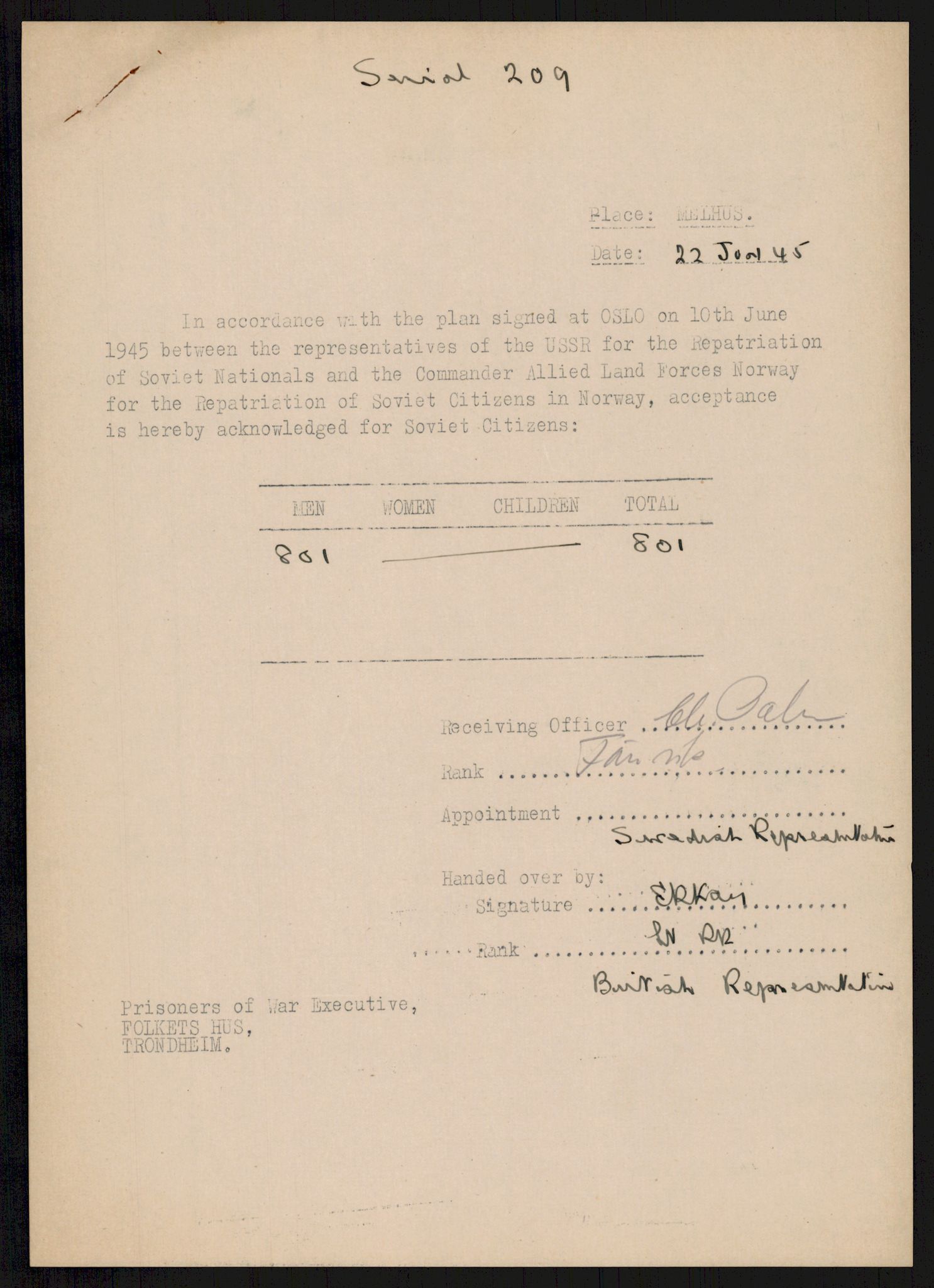 Flyktnings- og fangedirektoratet, Repatrieringskontoret, AV/RA-S-1681/D/Db/L0018: Displaced Persons (DPs) og sivile tyskere, 1945-1948, p. 291