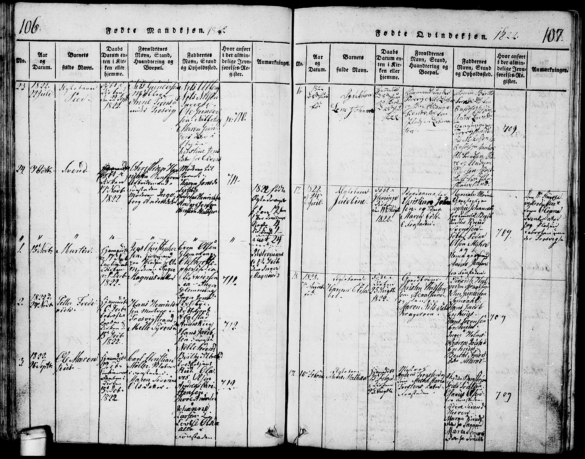 Glemmen prestekontor Kirkebøker, SAO/A-10908/G/Ga/L0001: Parish register (copy) no. 1, 1816-1838, p. 106-107