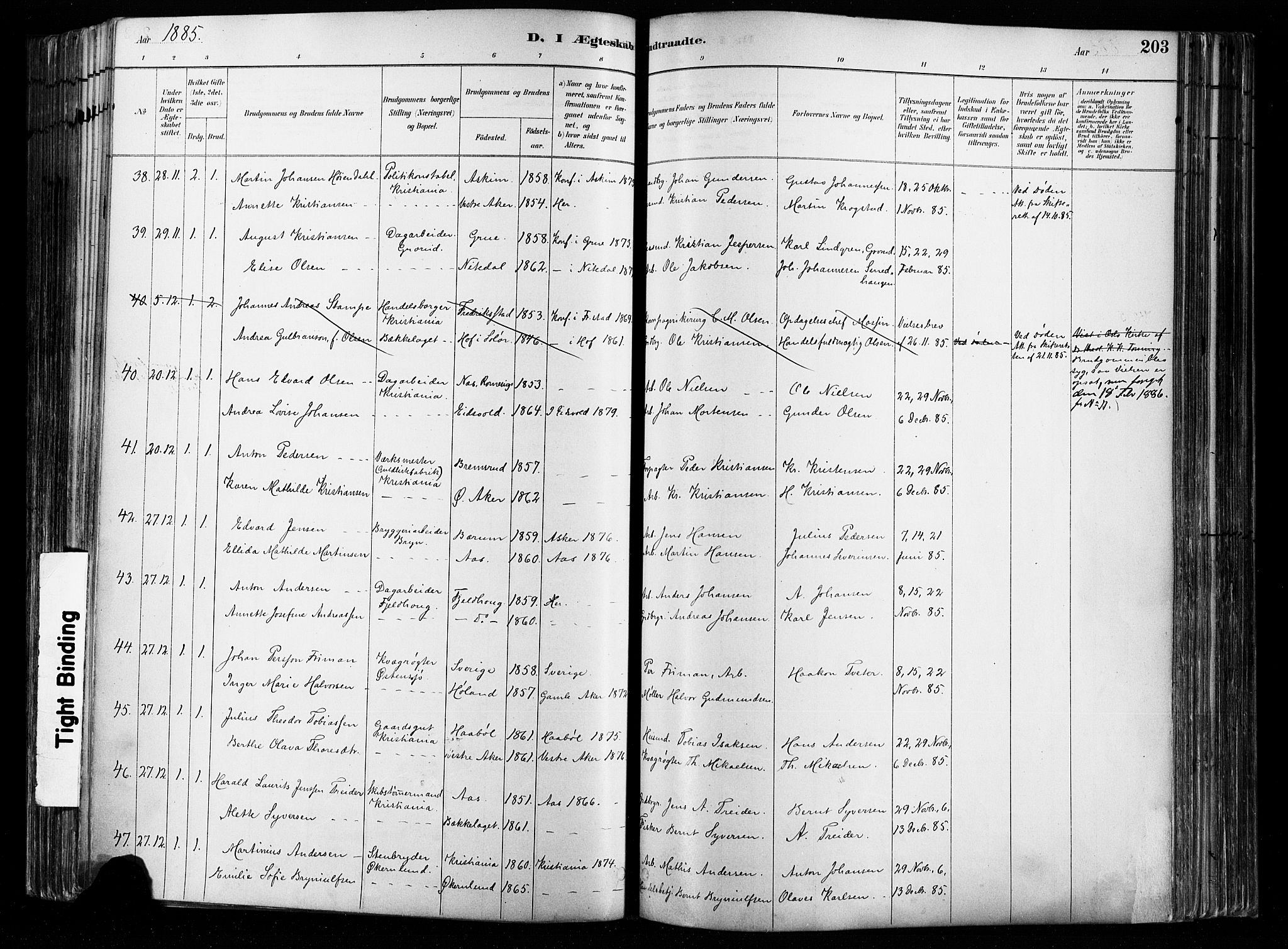 Østre Aker prestekontor Kirkebøker, SAO/A-10840/F/Fa/L0008: Parish register (official) no. I 8, 1883-1894, p. 203