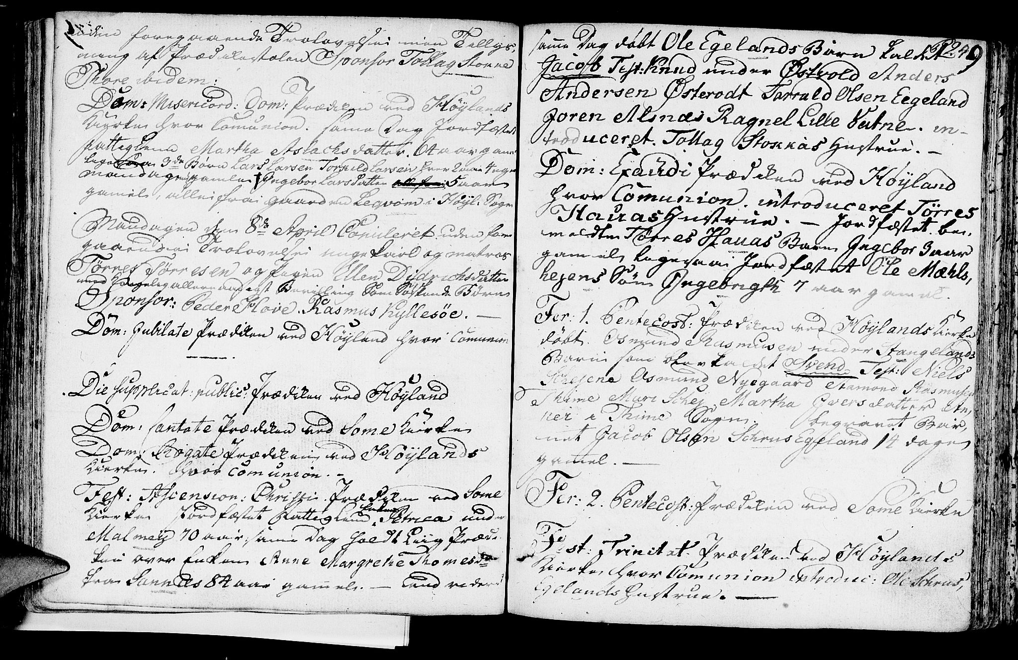 Høyland sokneprestkontor, SAST/A-101799/001/30BA/L0004: Parish register (official) no. A 4, 1784-1803, p. 249