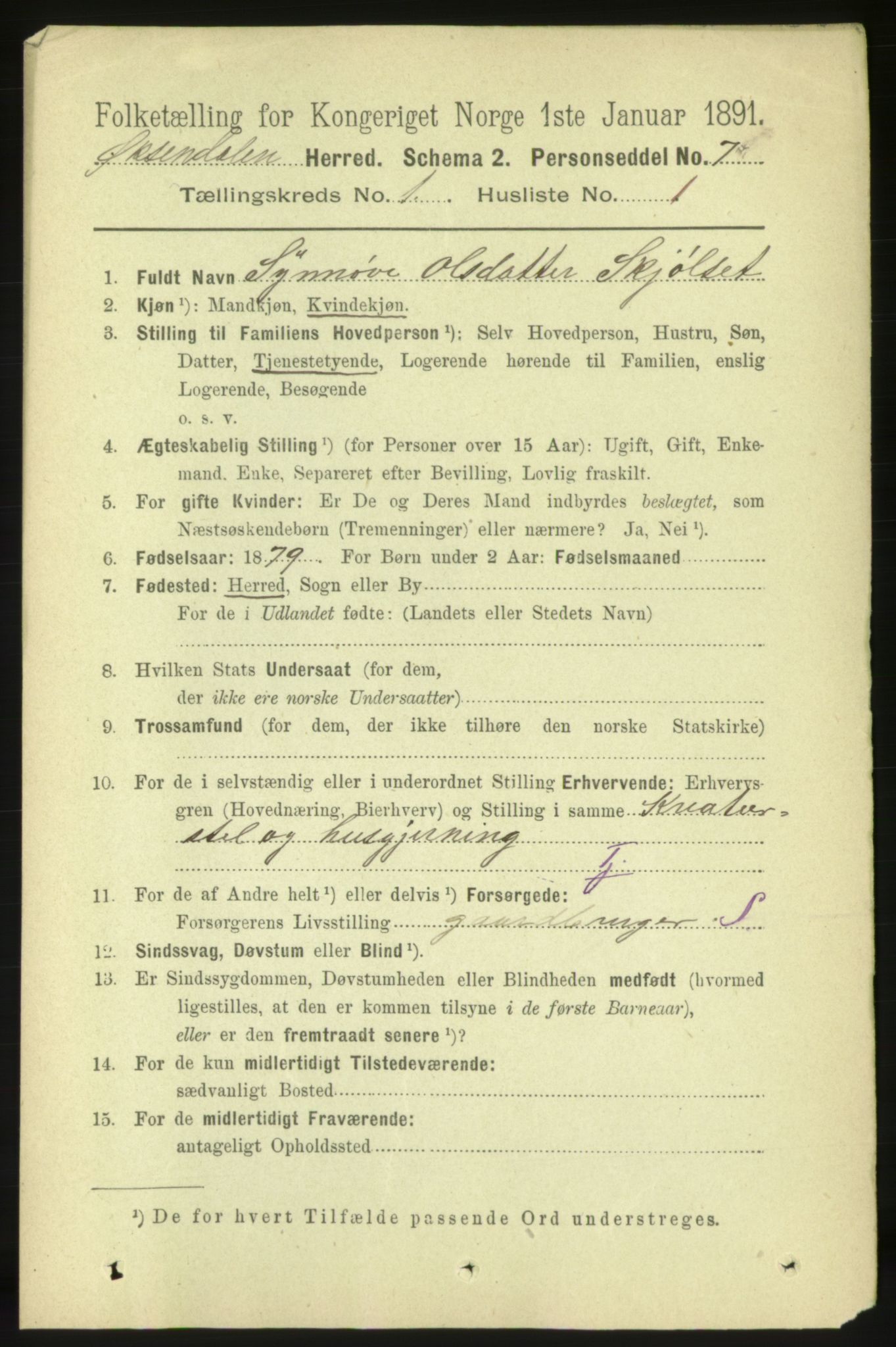 RA, 1891 census for 1561 Øksendal, 1891, p. 49