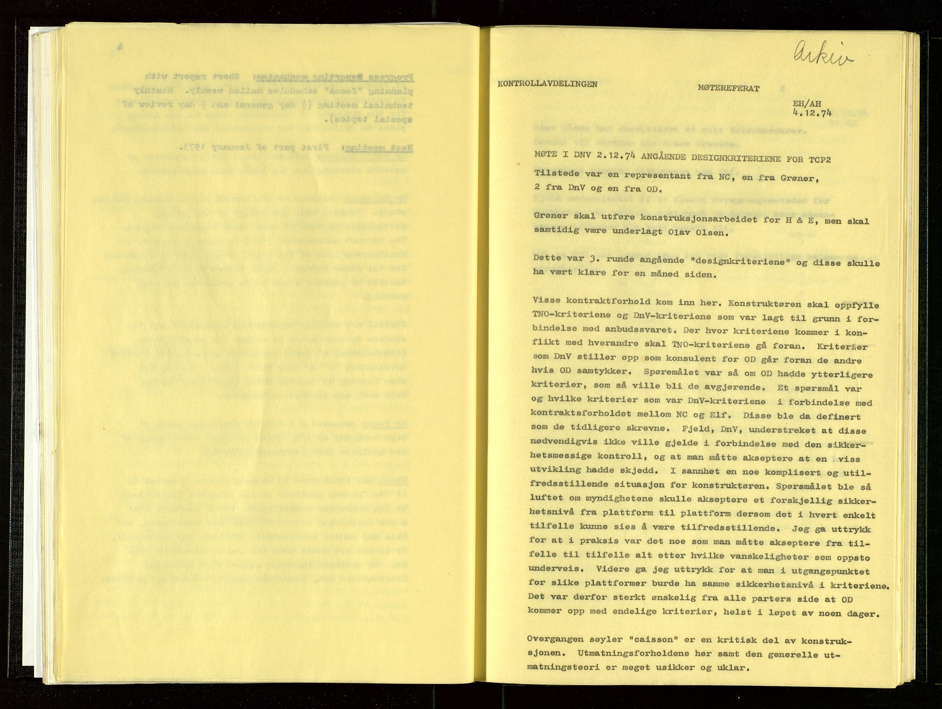 Oljedirektoratet, AV/SAST-A-101366/Aa/L0003: Referatprotokoller, 1974