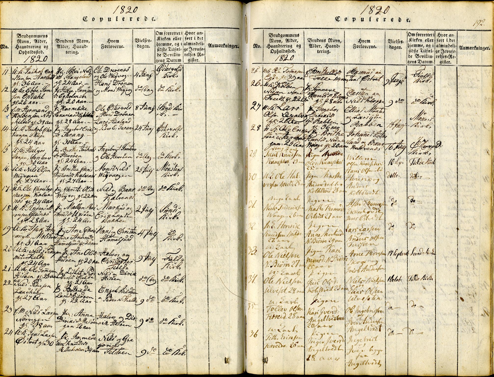 Sund sokneprestembete, AV/SAB-A-99930: Parish register (official) no. A 11, 1814-1825, p. 192