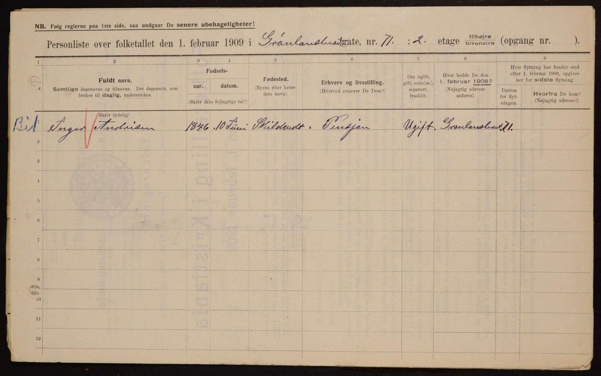 OBA, Municipal Census 1909 for Kristiania, 1909, p. 29358