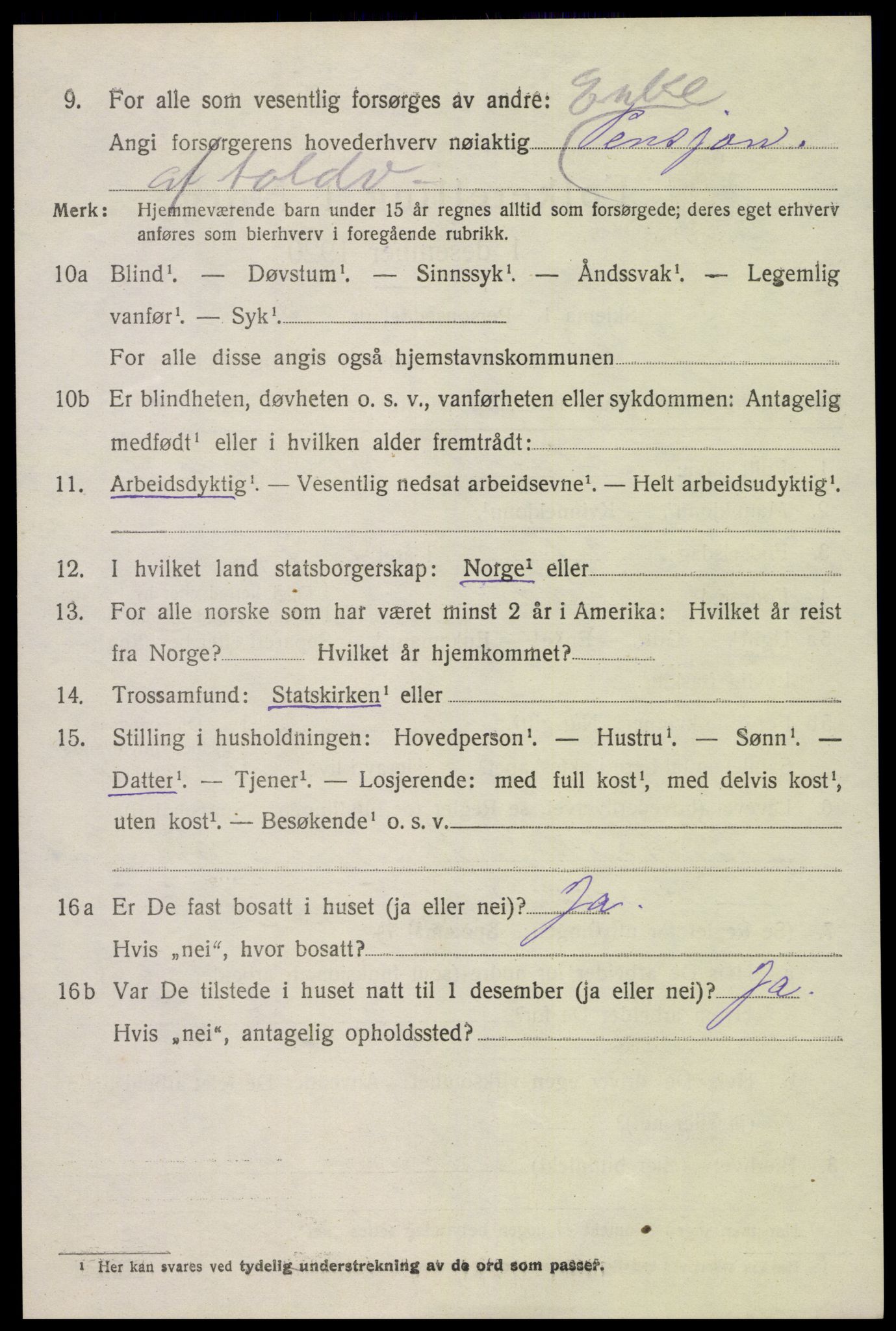 SAK, 1920 census for Tromøy, 1920, p. 1288