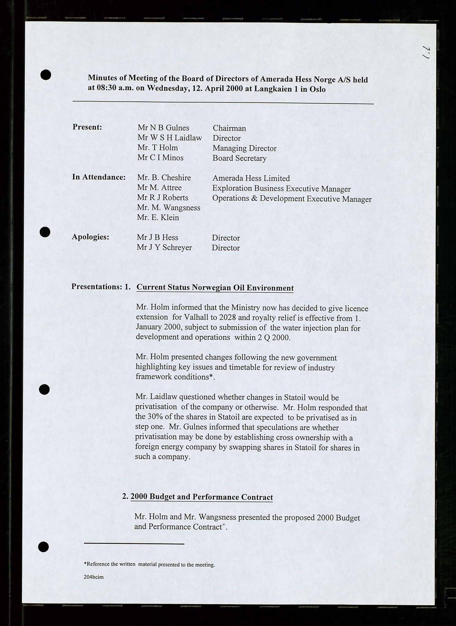 Pa 1766 - Hess Norge AS, AV/SAST-A-102451/A/Aa/L0004: Referater og sakspapirer, 1999-2002, p. 369