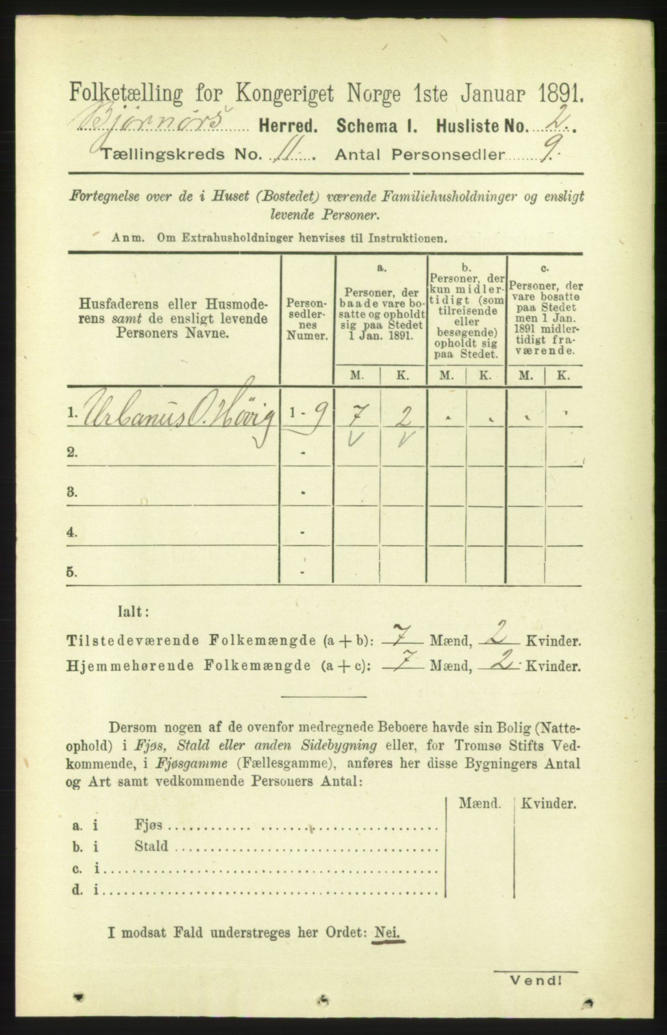 RA, 1891 census for 1632 Bjørnør, 1891, p. 4605