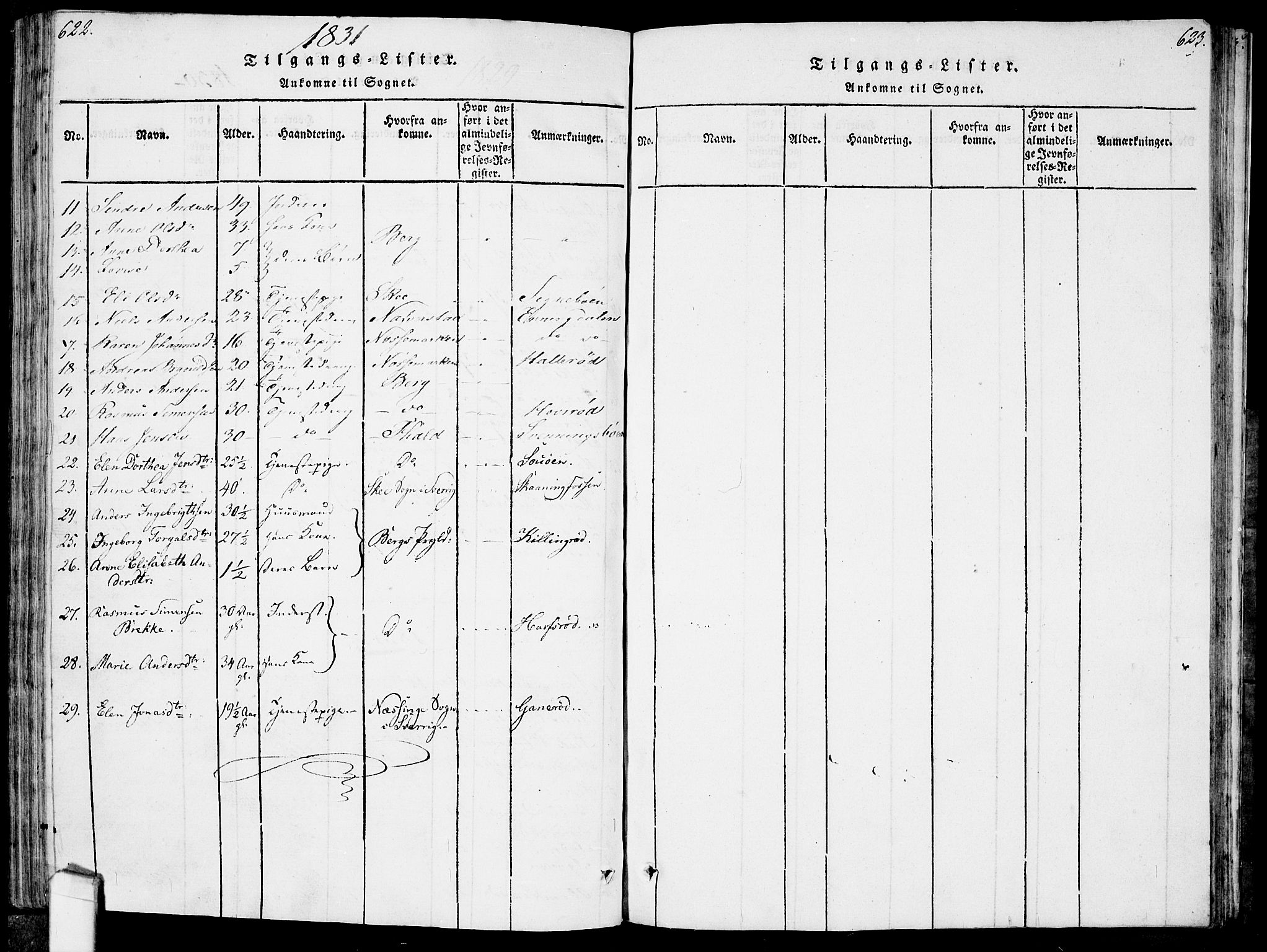 Idd prestekontor Kirkebøker, AV/SAO-A-10911/F/Fc/L0002: Parish register (official) no. III 2, 1815-1831, p. 622-623