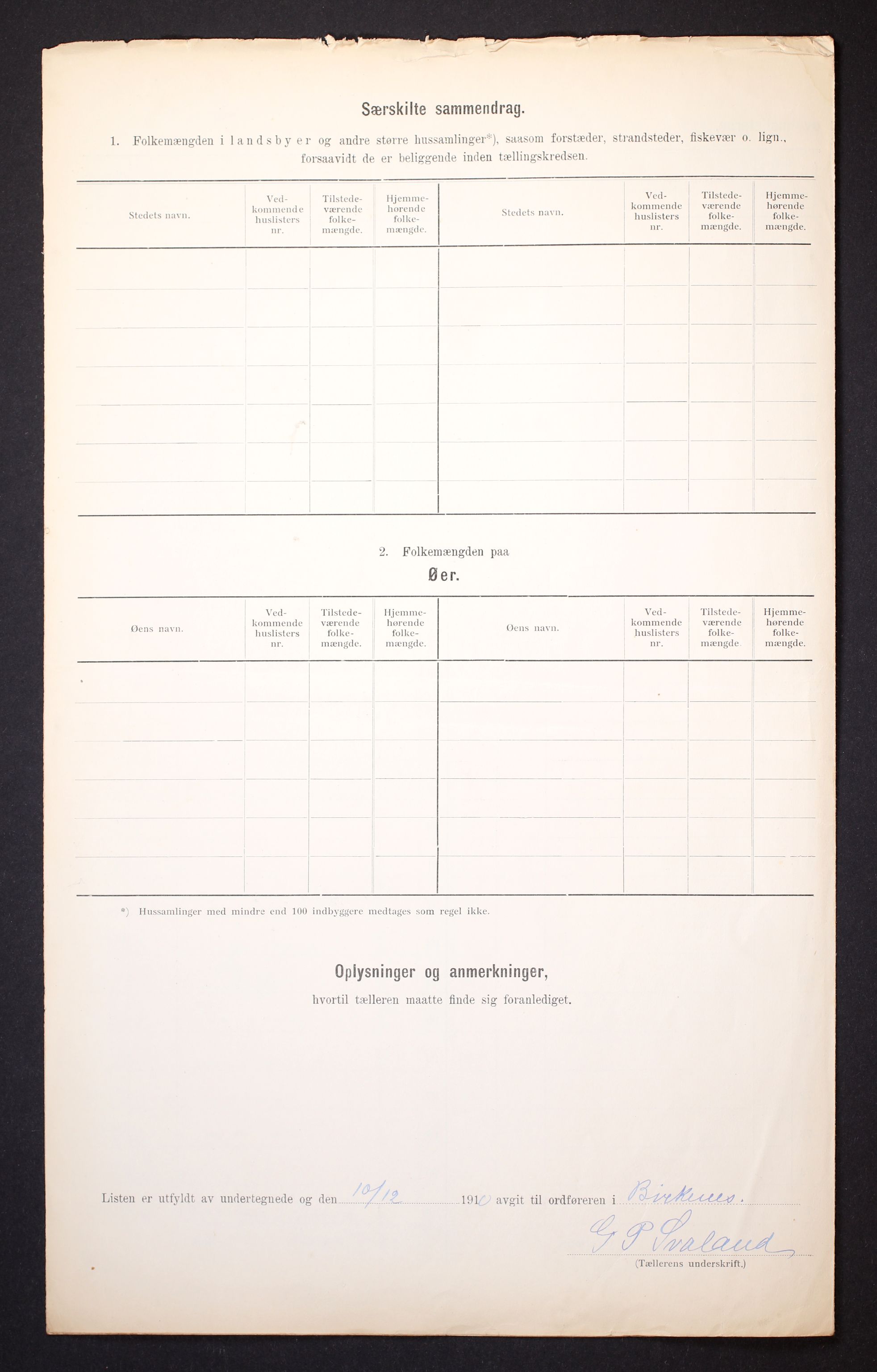 RA, 1910 census for Birkenes, 1910, p. 15