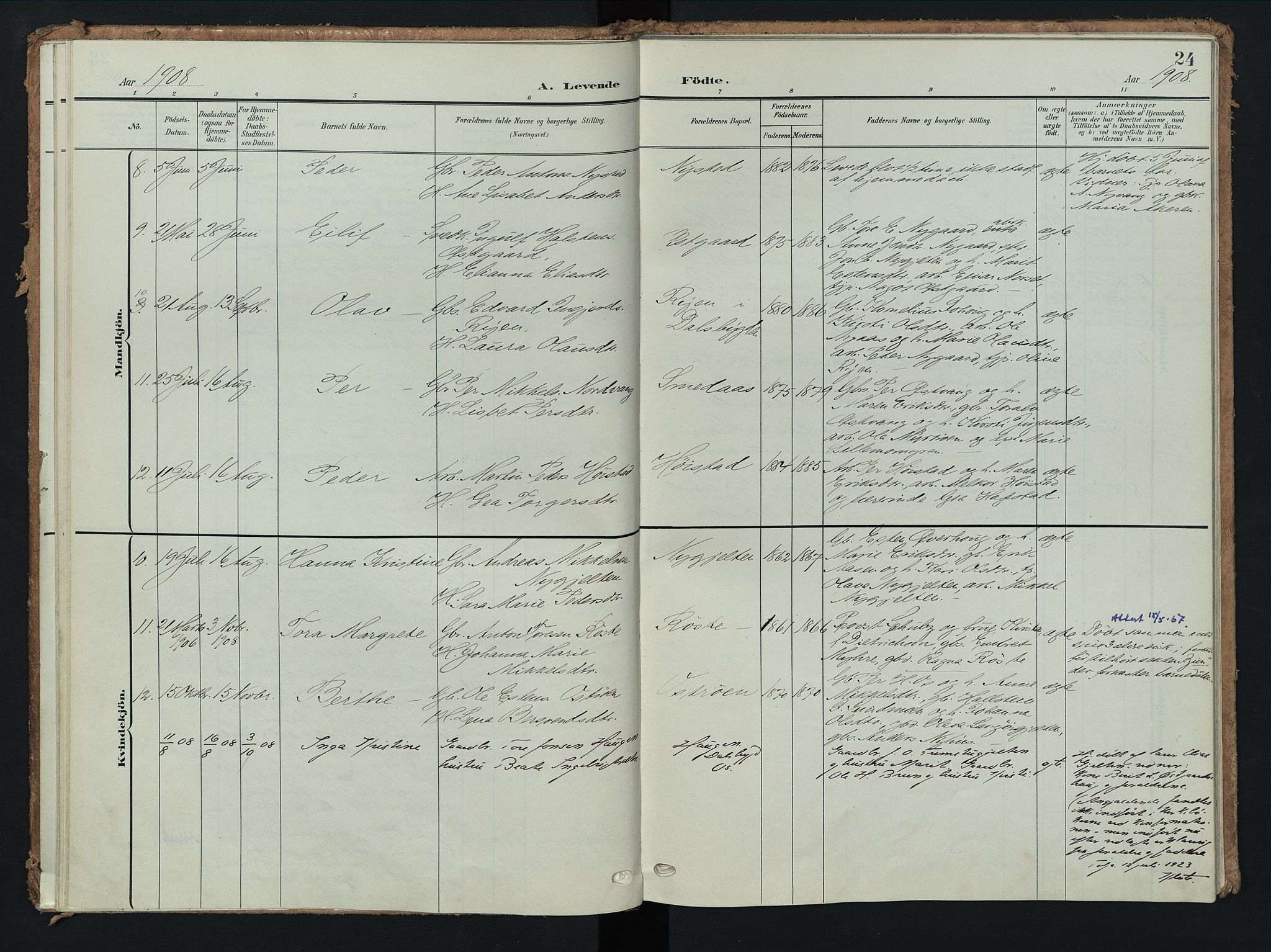 Tolga prestekontor, AV/SAH-PREST-062/K/L0009: Parish register (official) no. 9, 1903-1928, p. 24