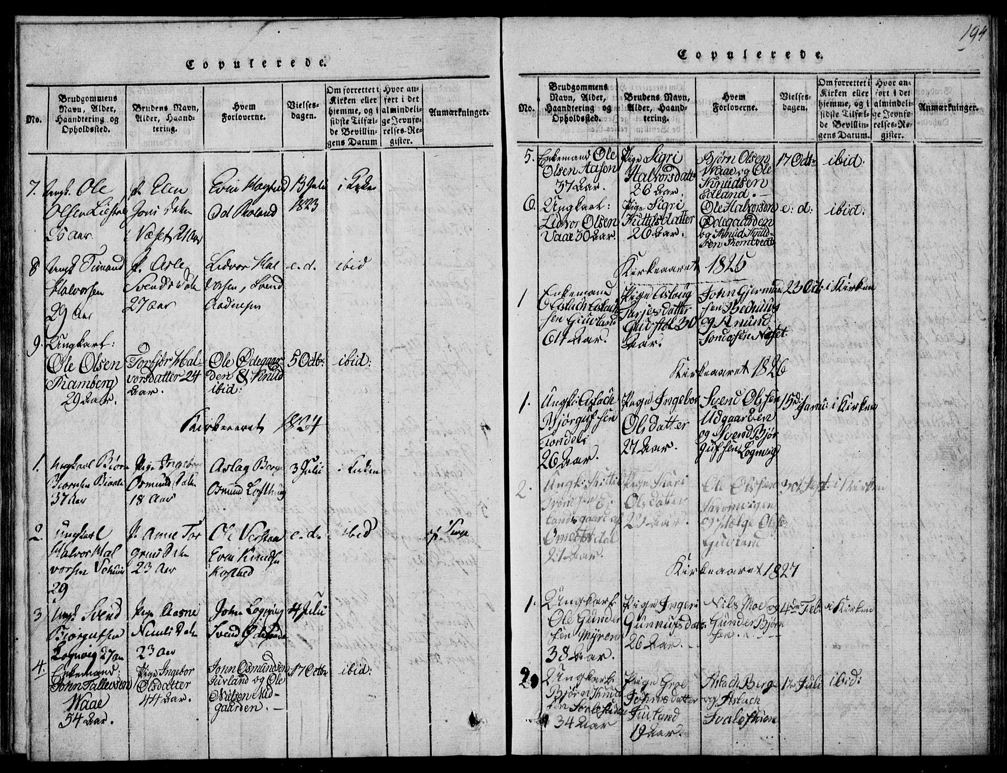 Rauland kirkebøker, SAKO/A-292/G/Ga/L0001: Parish register (copy) no. I 1, 1814-1843, p. 194