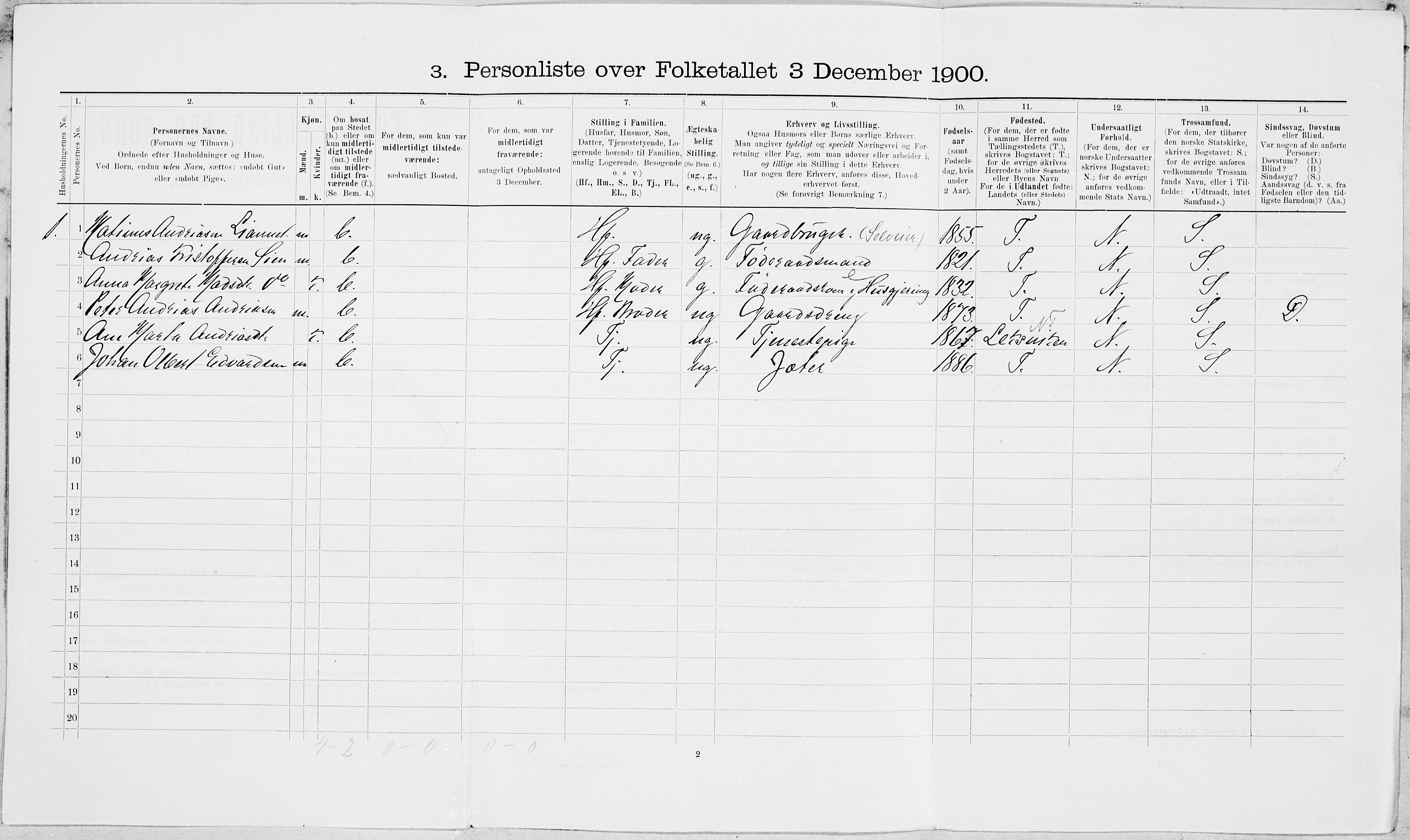 SAT, 1900 census for Mosvik og Verran, 1900, p. 264