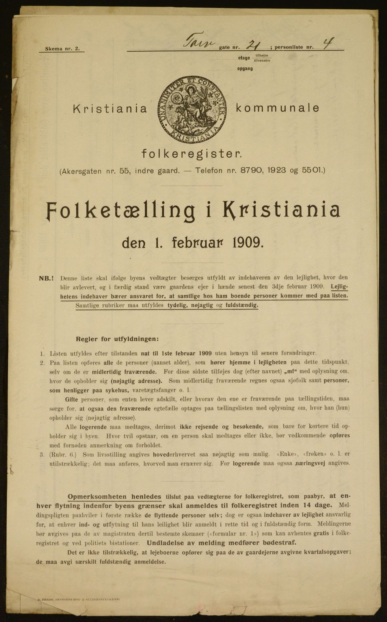 OBA, Municipal Census 1909 for Kristiania, 1909, p. 103480