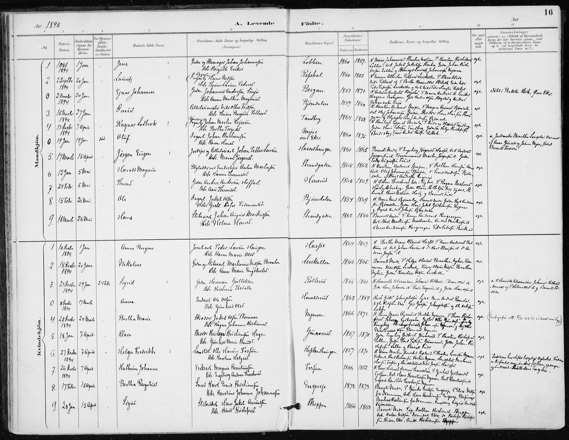 Modum kirkebøker, AV/SAKO-A-234/F/Fa/L0016: Parish register (official) no. 16, 1890-1899, p. 16