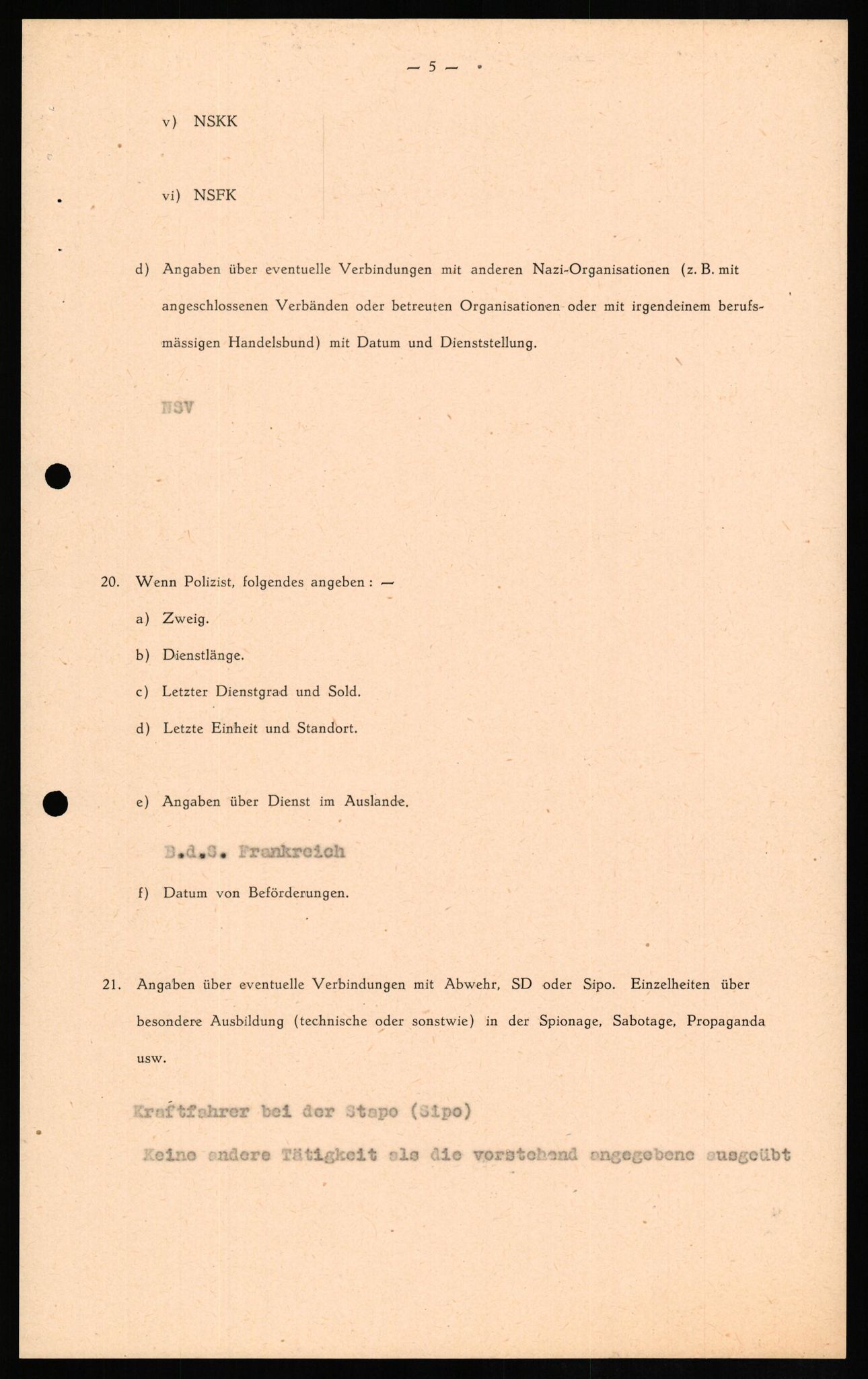 Forsvaret, Forsvarets overkommando II, AV/RA-RAFA-3915/D/Db/L0013: CI Questionaires. Tyske okkupasjonsstyrker i Norge. Tyskere., 1945-1946, p. 203