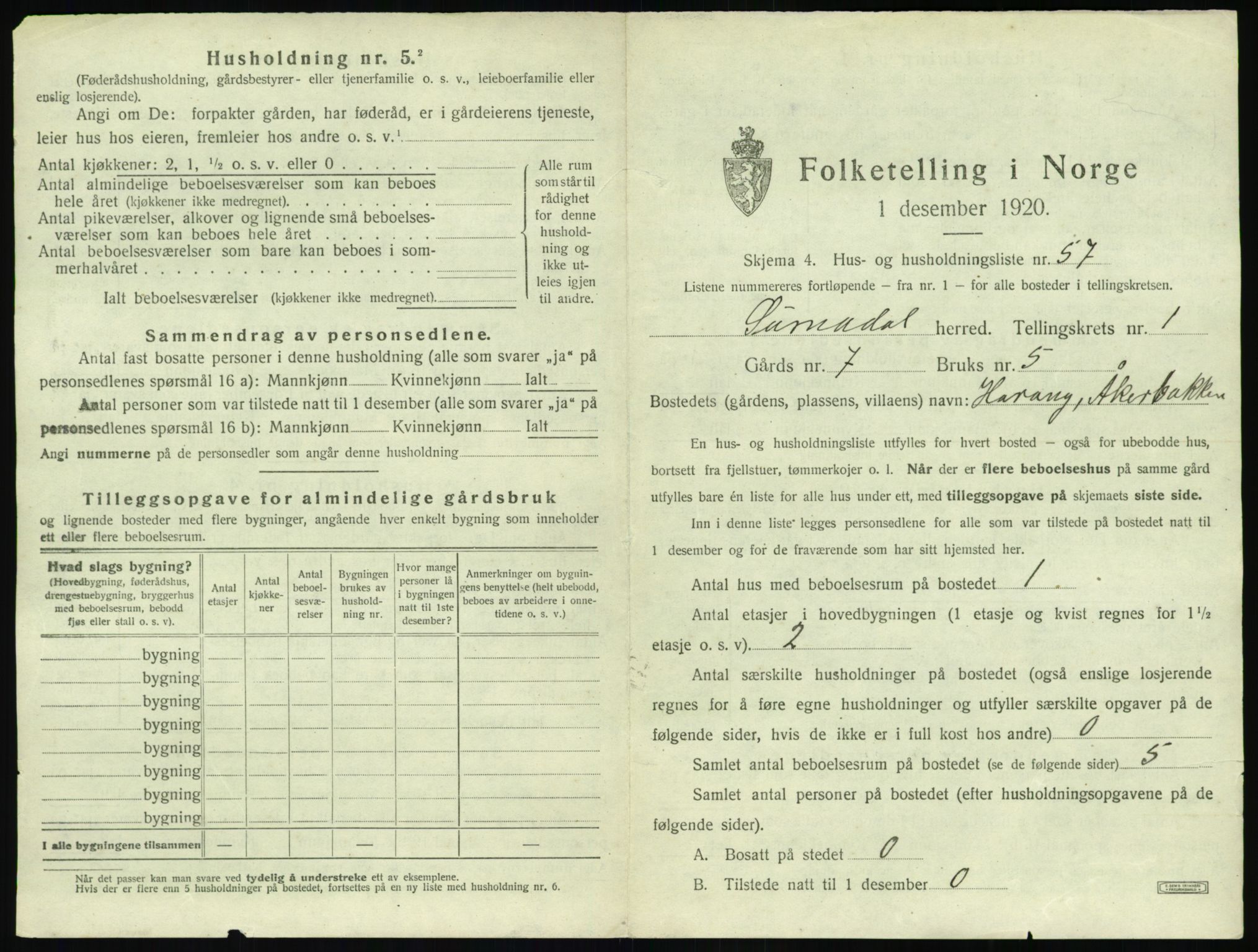 SAT, 1920 census for Surnadal, 1920, p. 155